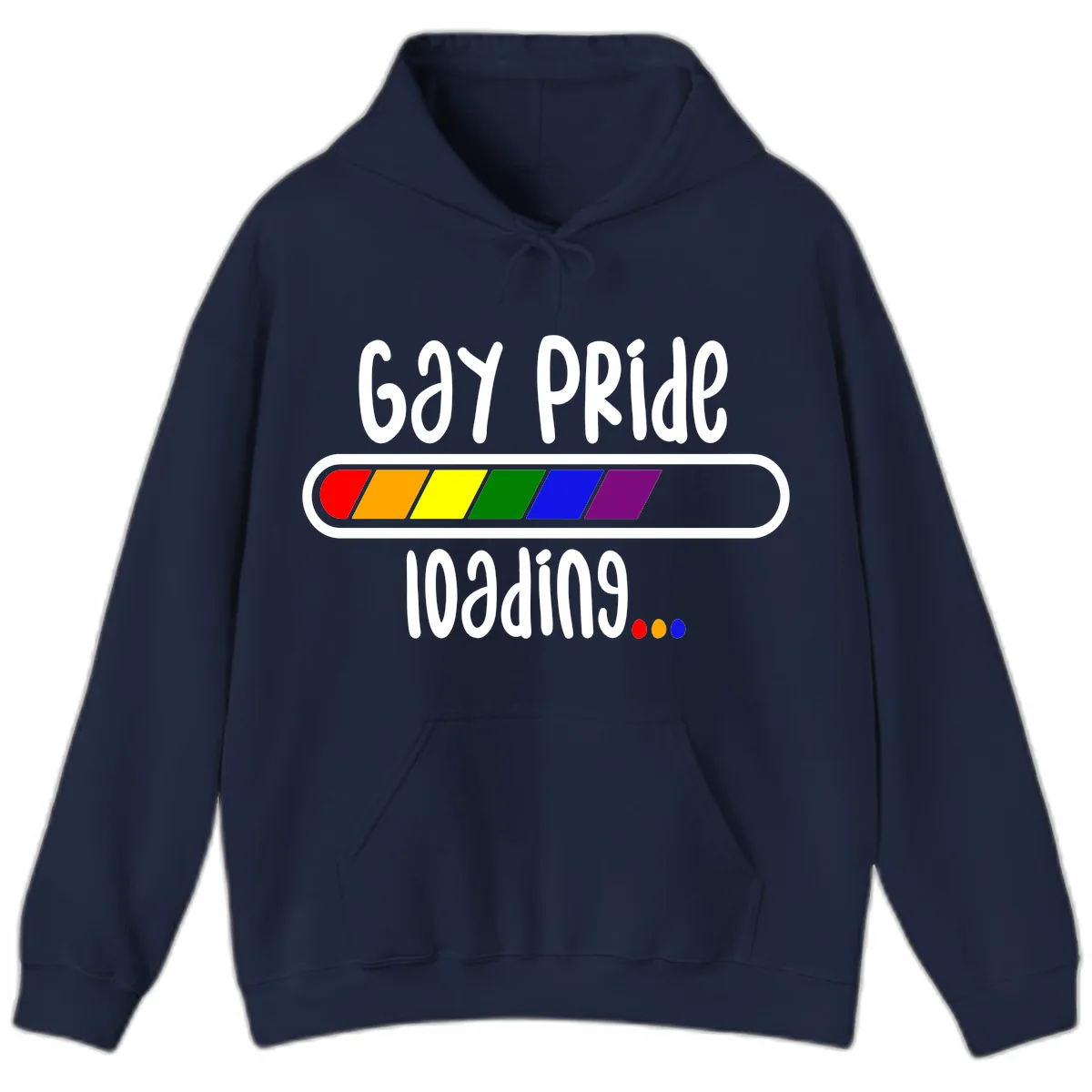 Gay Pride Loading Bar Hoodie in Navy