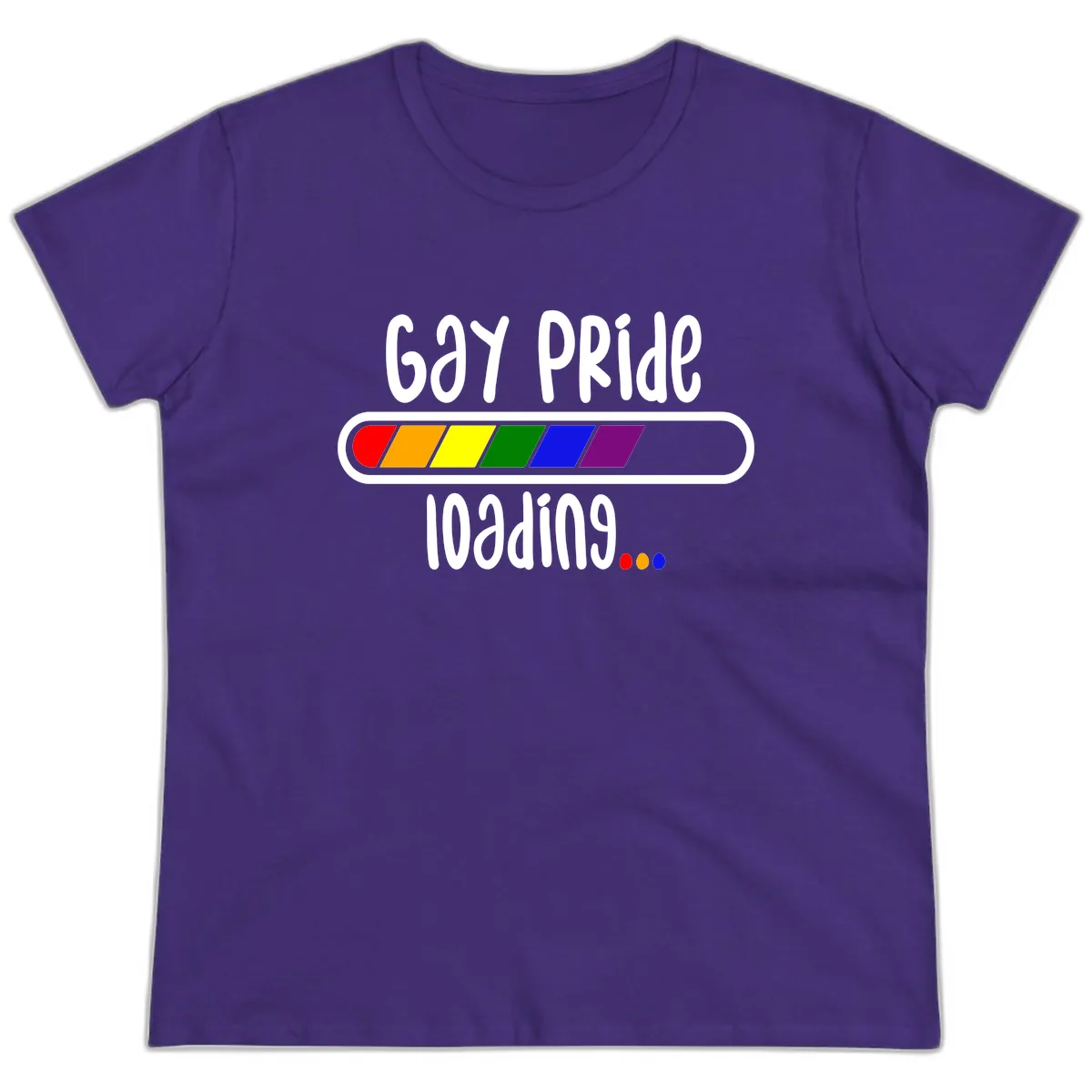 Gay Pride Loading Bar Ladies Tee in Purple