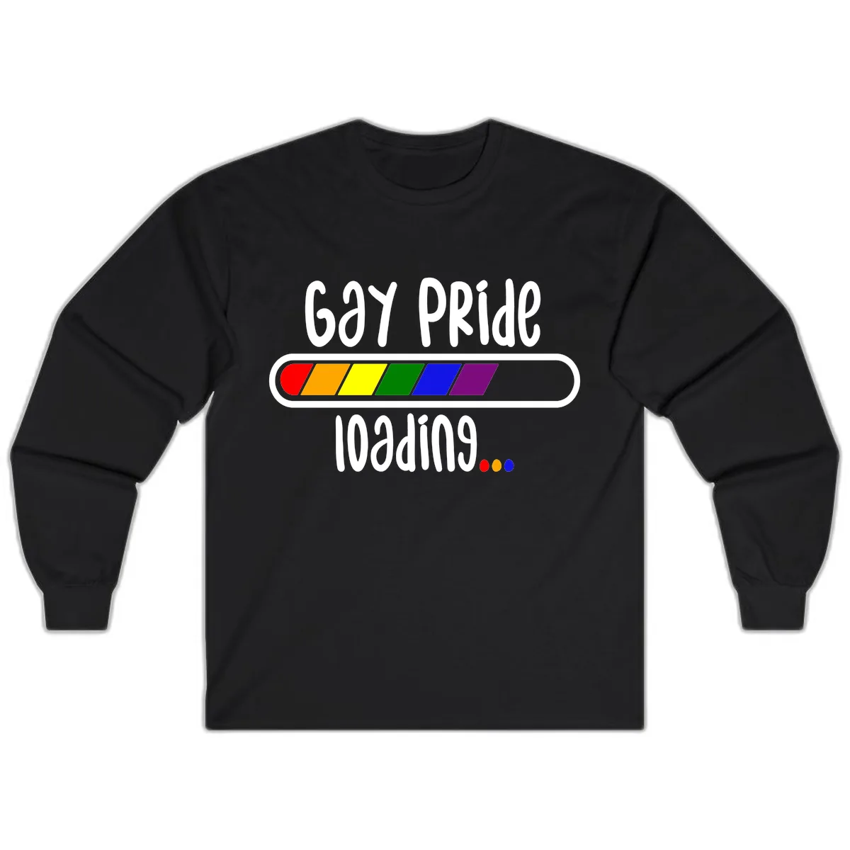 Gay Pride Loading Bar Long Sleeve in Black