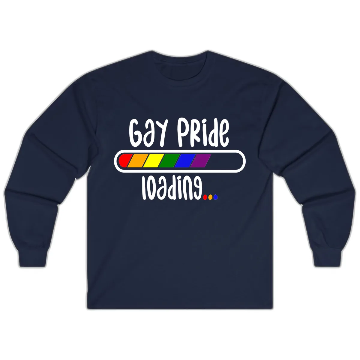 Gay Pride Loading Bar Long Sleeve in Navy
