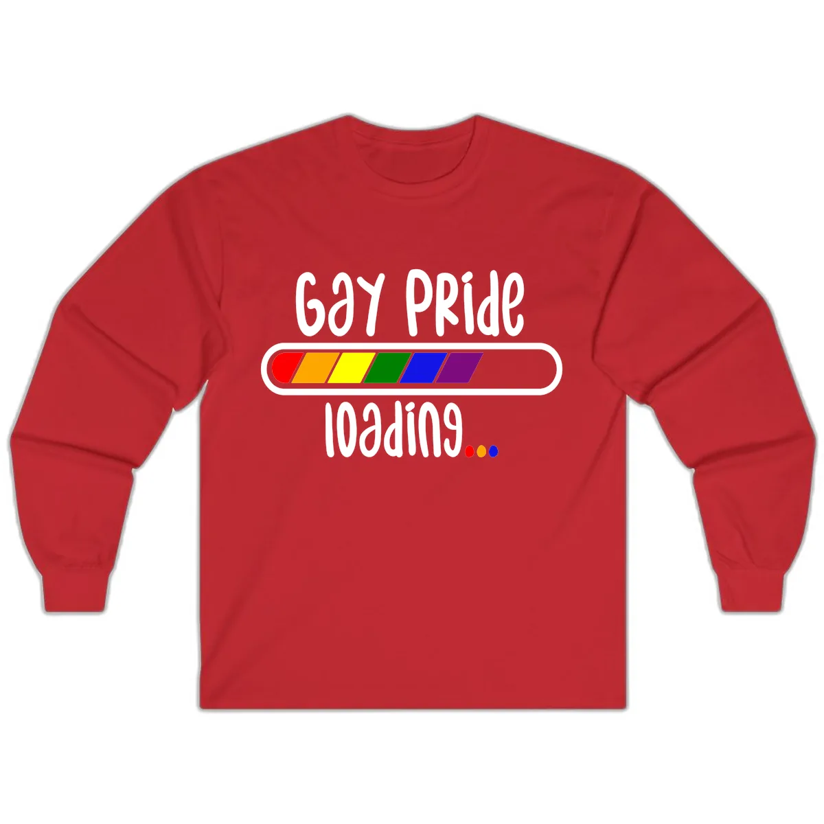 Gay Pride Loading Bar Long Sleeve in Red