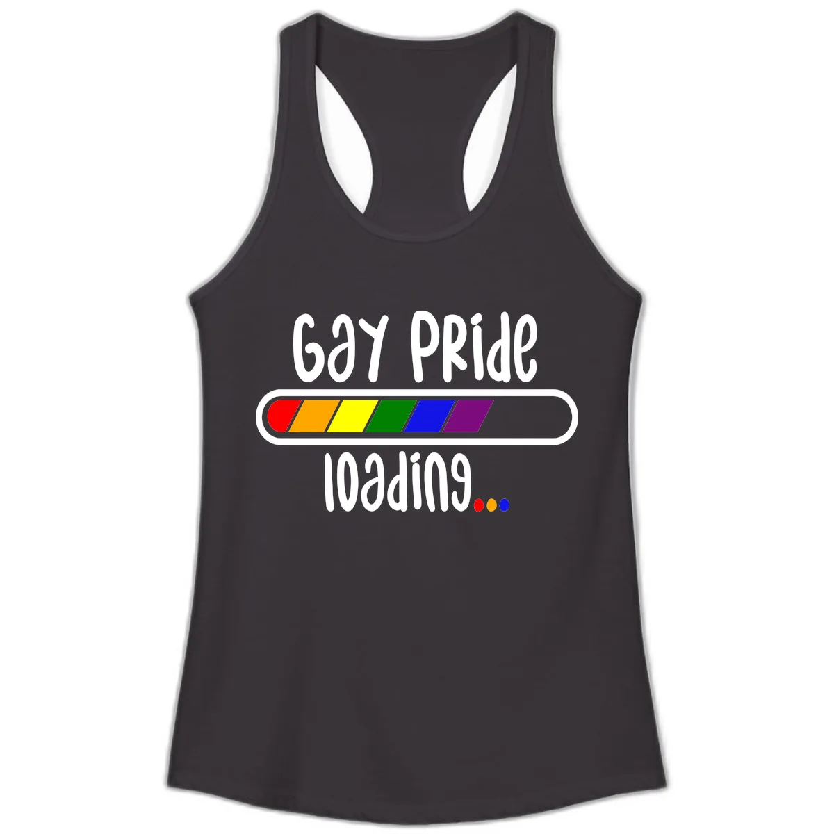 Gay Pride Loading Bar Ladies Tank in Black