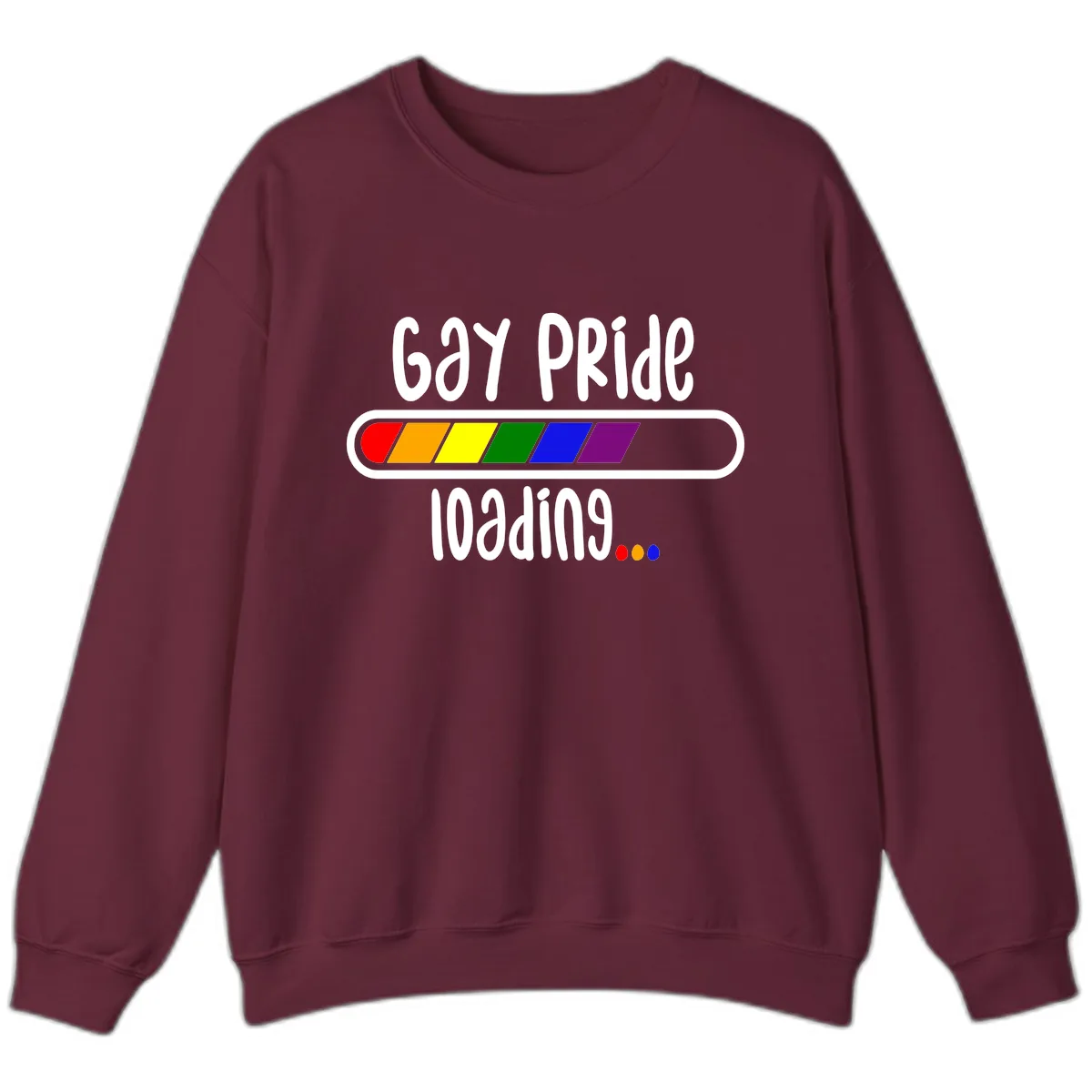 Gay Pride Loading Bar Sweatshirt in Maroon