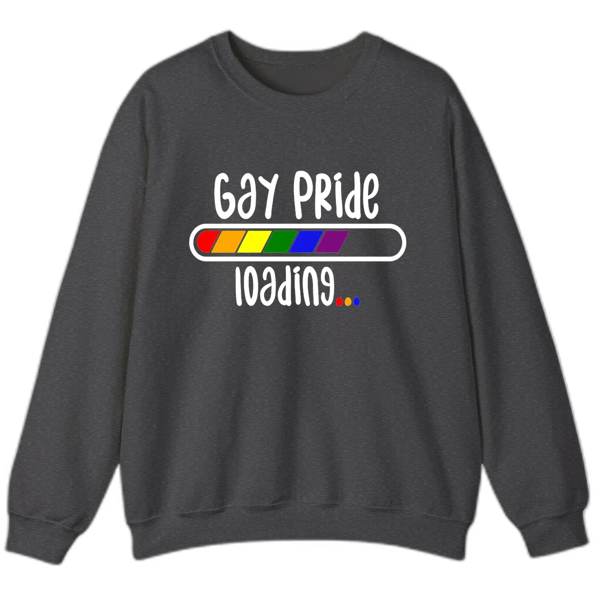 Gay Pride Loading Bar Sweatshirt in Dark Heather