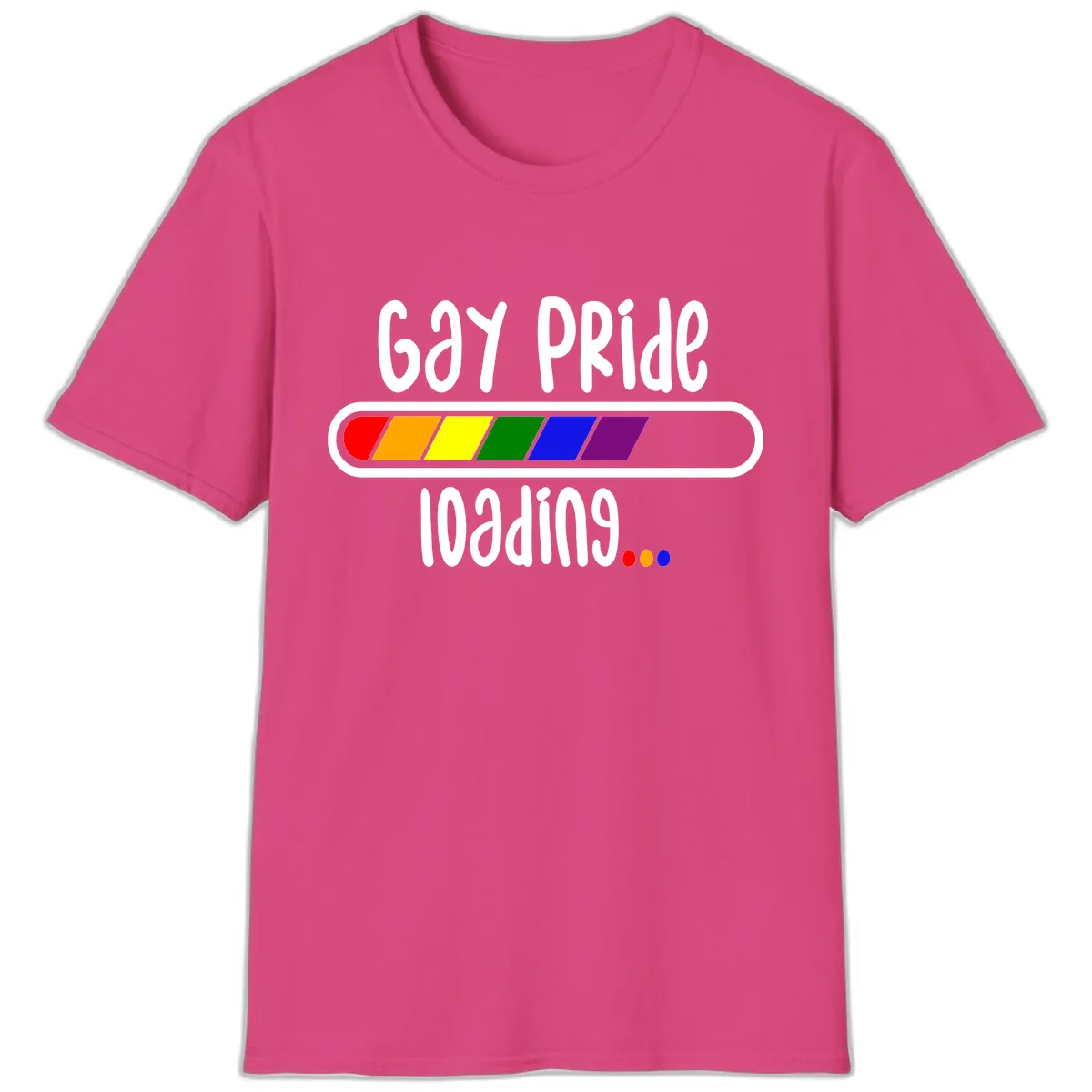 Gay Pride Loading Bar T-Shirt in Heliconia