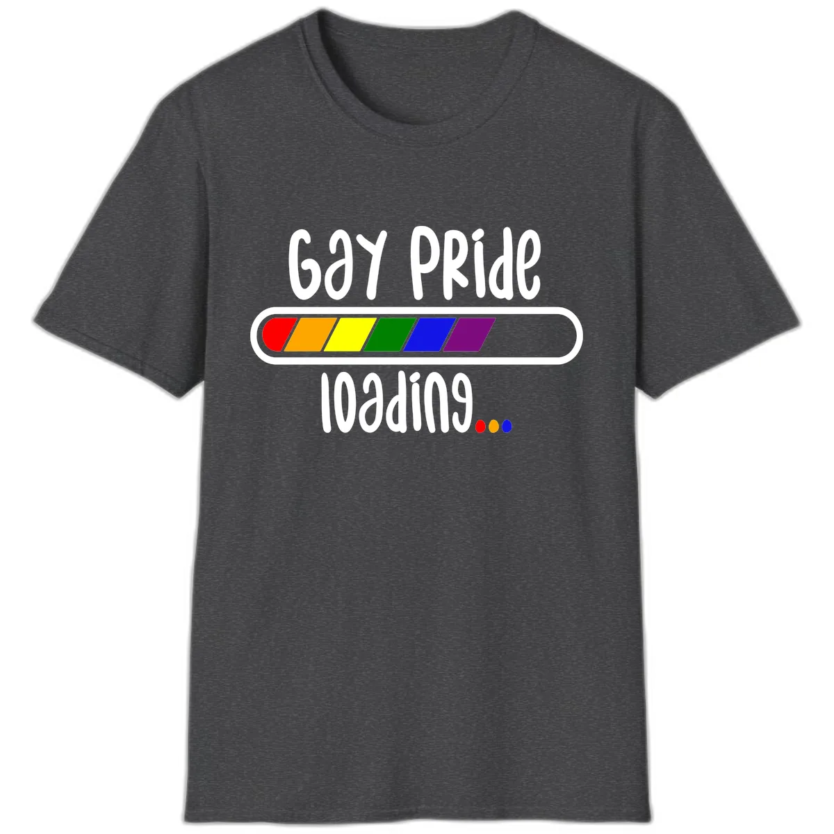 Gay Pride Loading Bar T-Shirt in Dark Heather