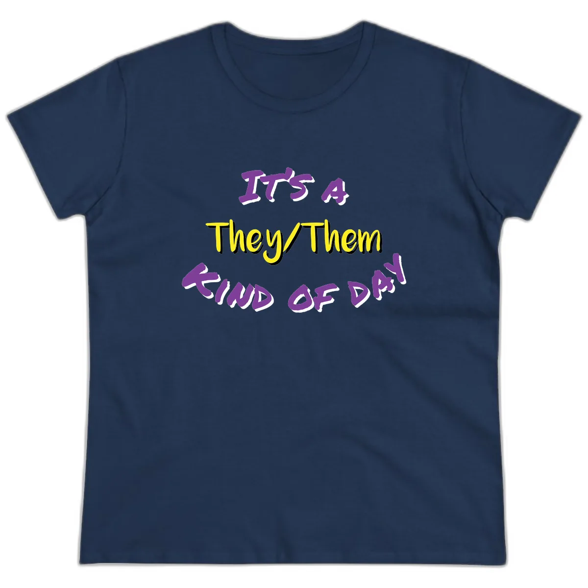 It's A They Them Study of Pride Ladies Tee in Navy