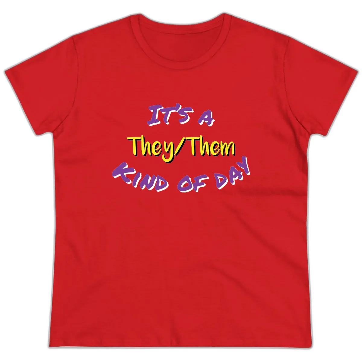 It's A They Them Study of Pride Ladies Tee in Red