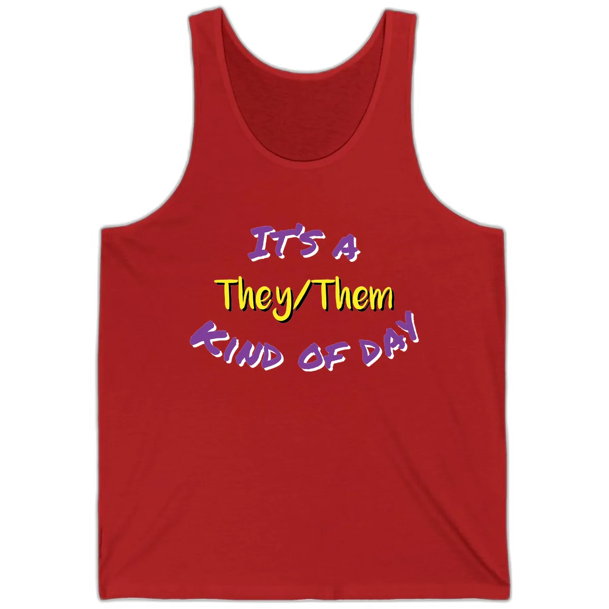 It's A They Them Study of Pride Tank in Red