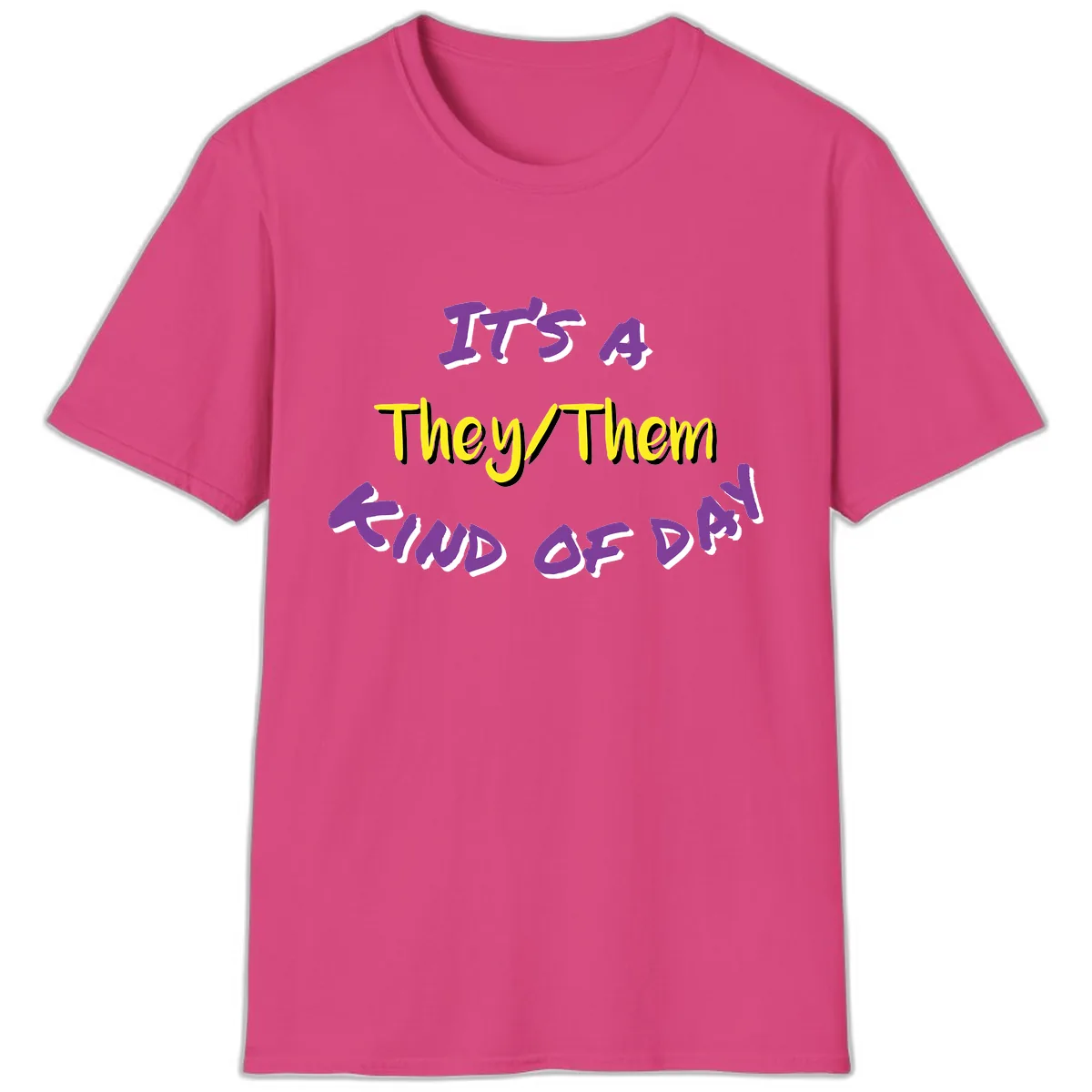 It's A They Them Study of Pride T-Shirt in Heliconia