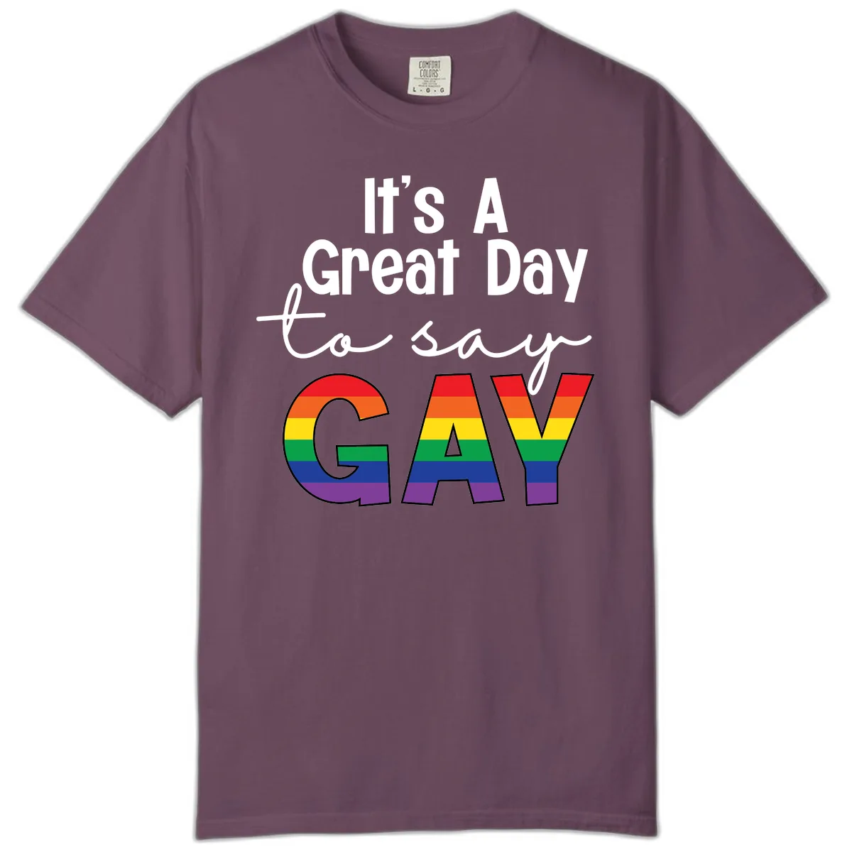 It's A Great Day To Say Gay Comfort Color in Berry