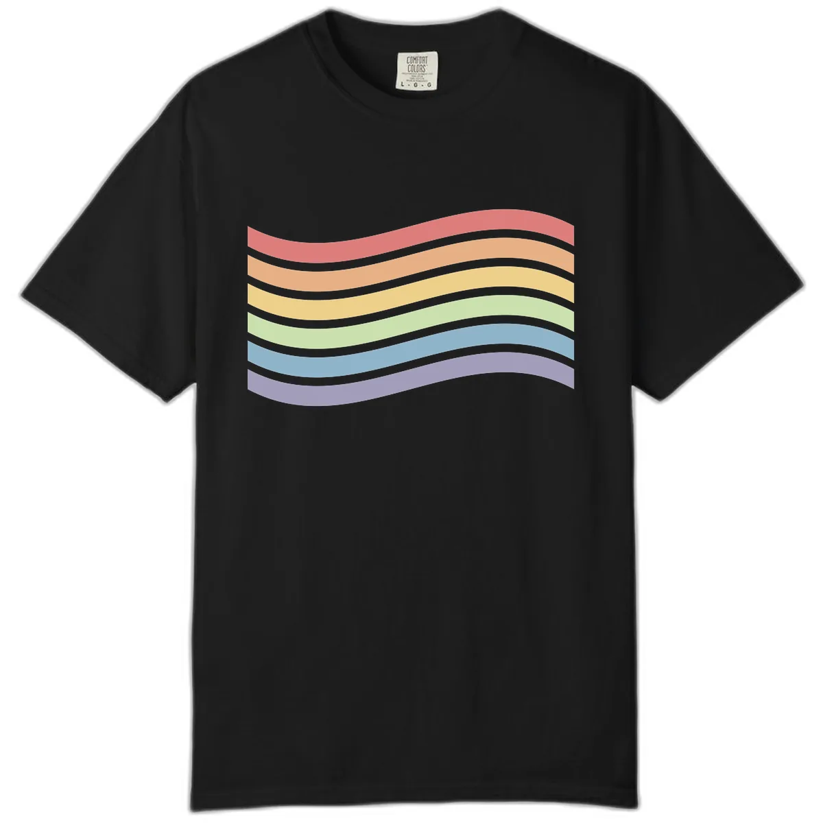 Rainbow Waves Pride Comfort Color in Black