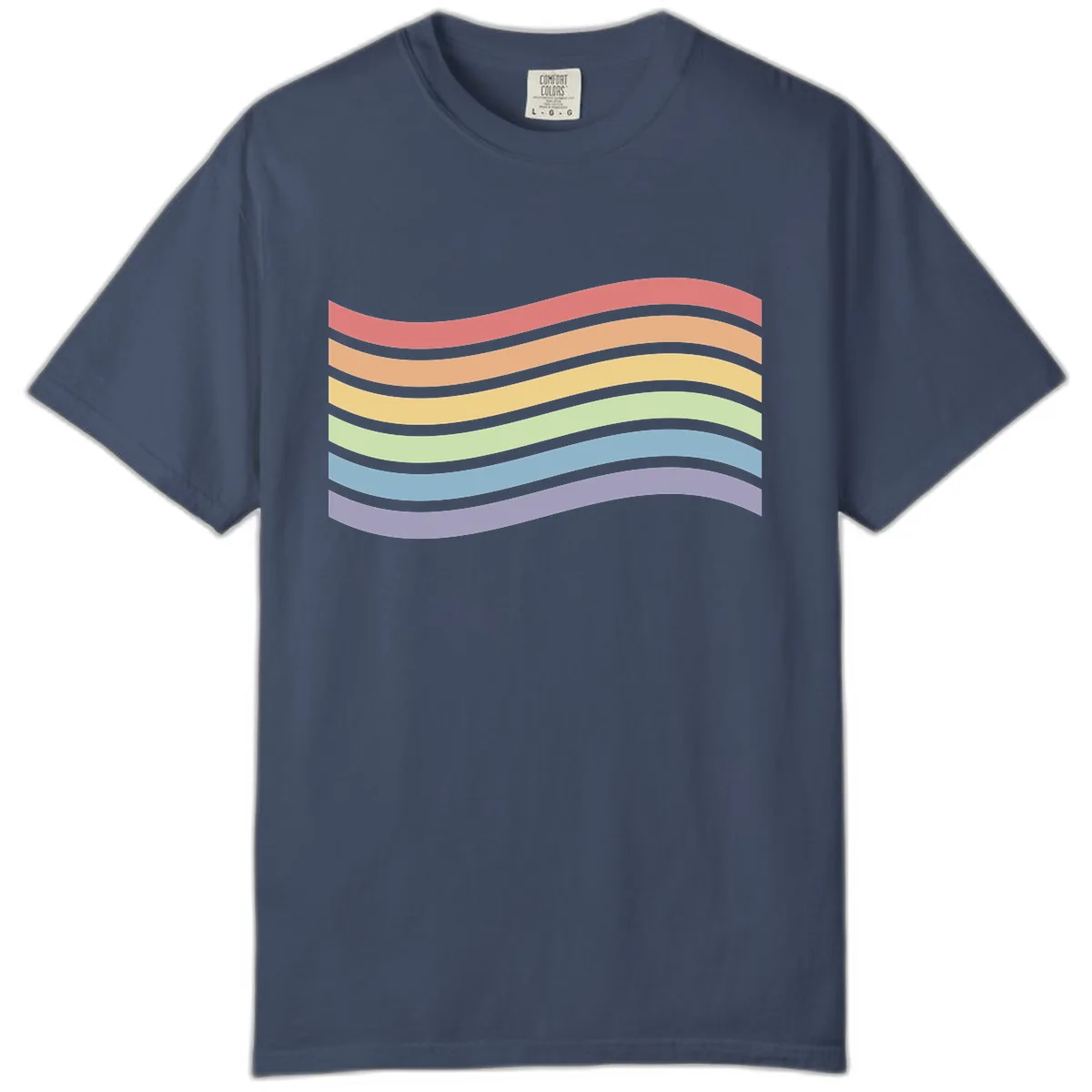 Rainbow Waves Pride Comfort Color in Midnight