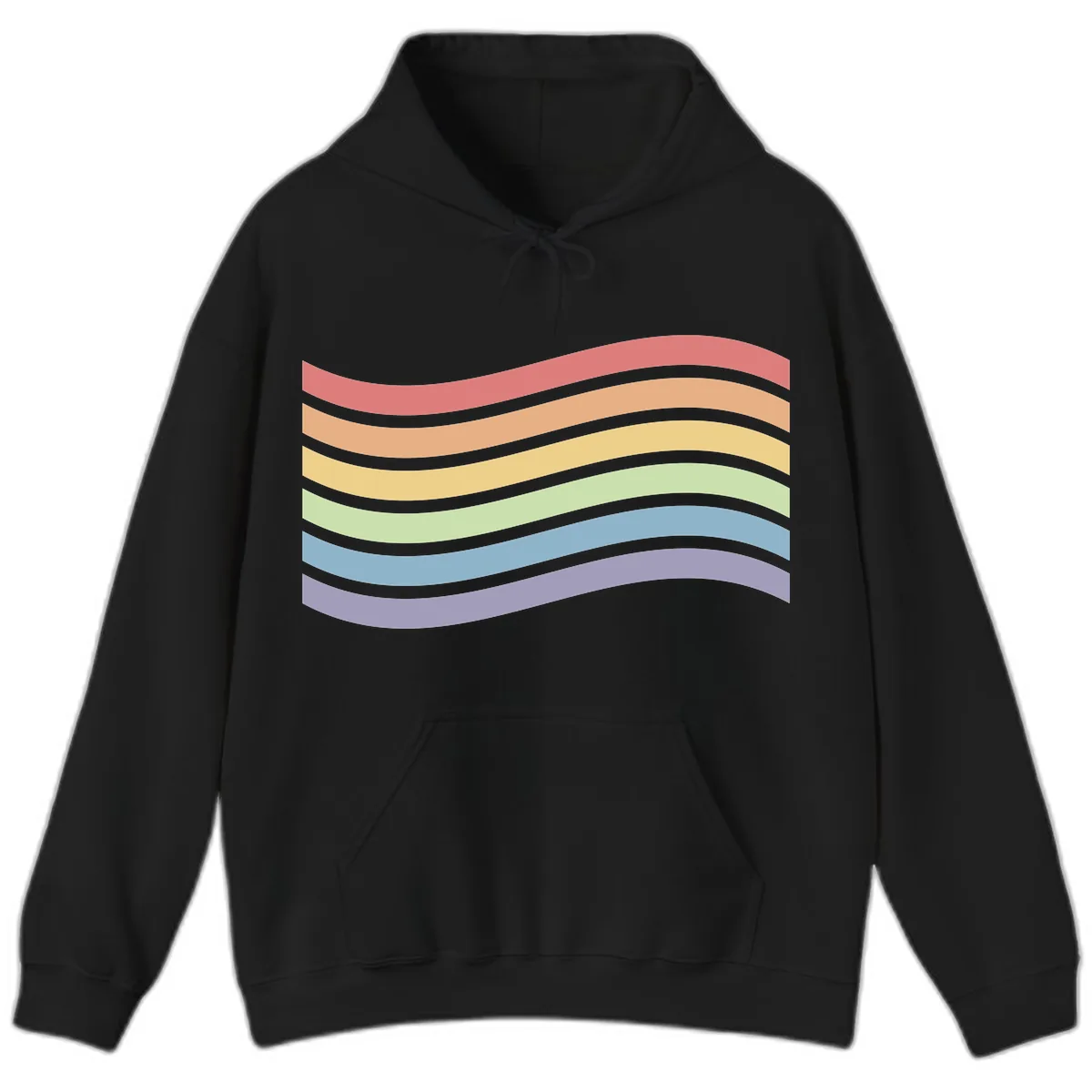 Rainbow Waves Pride Hoodie in Black