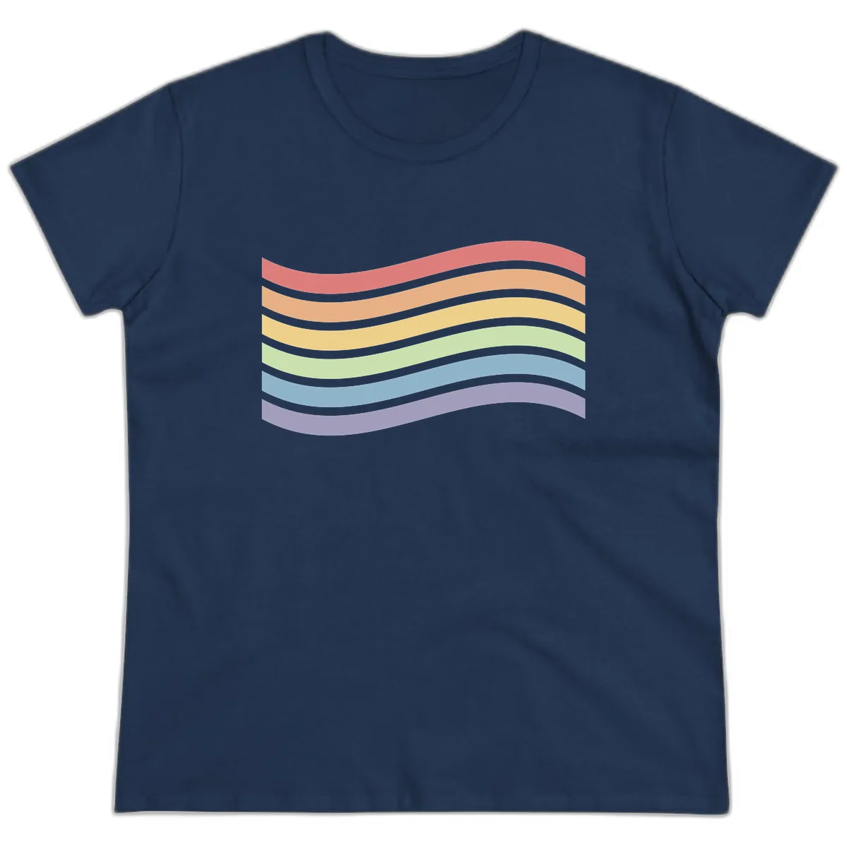 Rainbow Waves Pride Ladies Tee in Navy