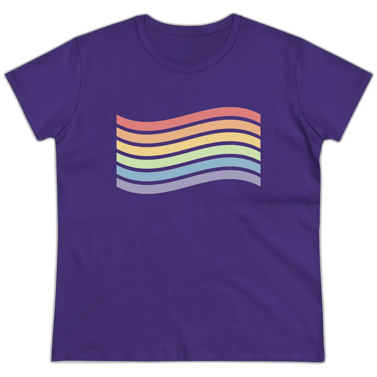 Rainbow Waves Pride Ladies Tee in Purple
