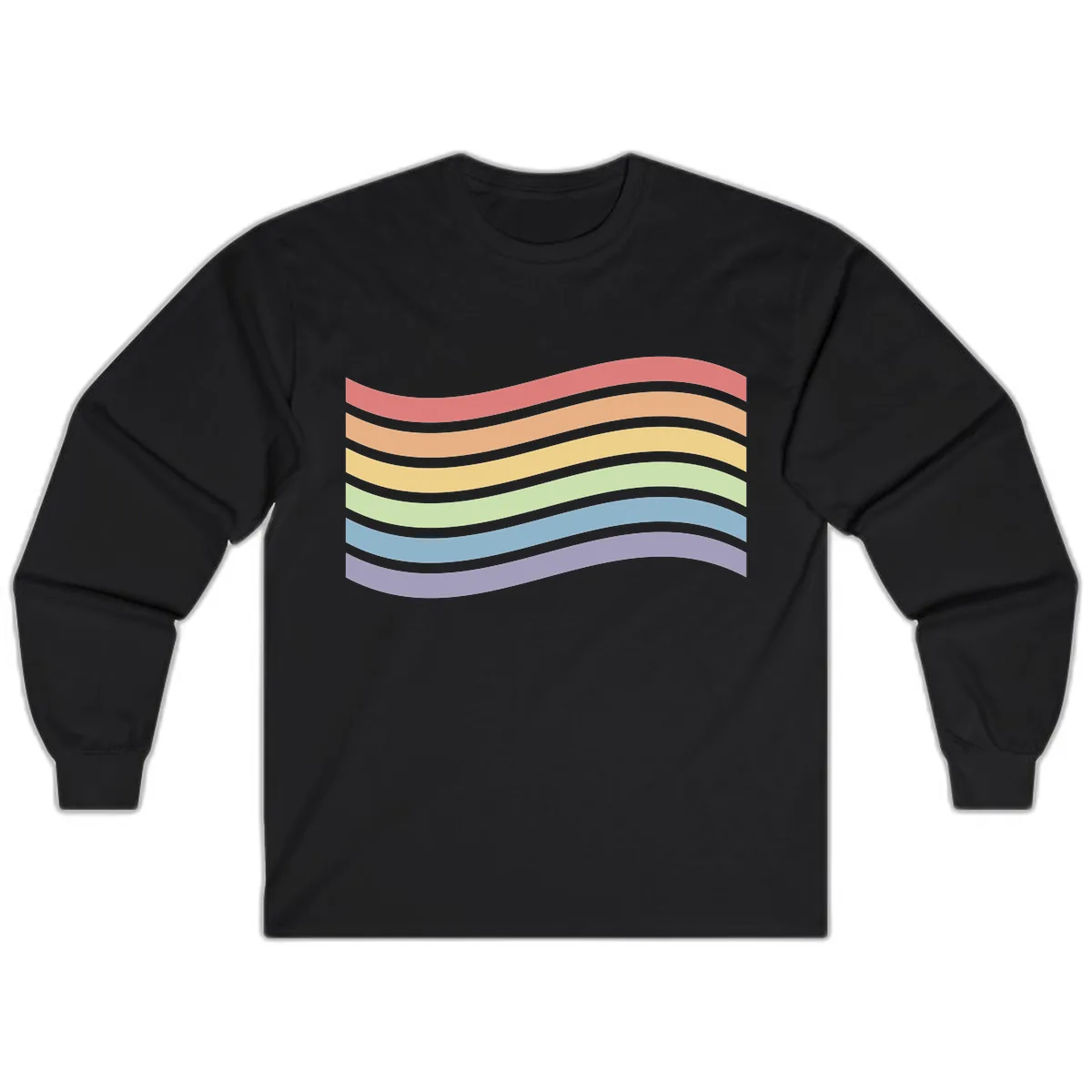 Rainbow Waves Pride Long Sleeve in Black