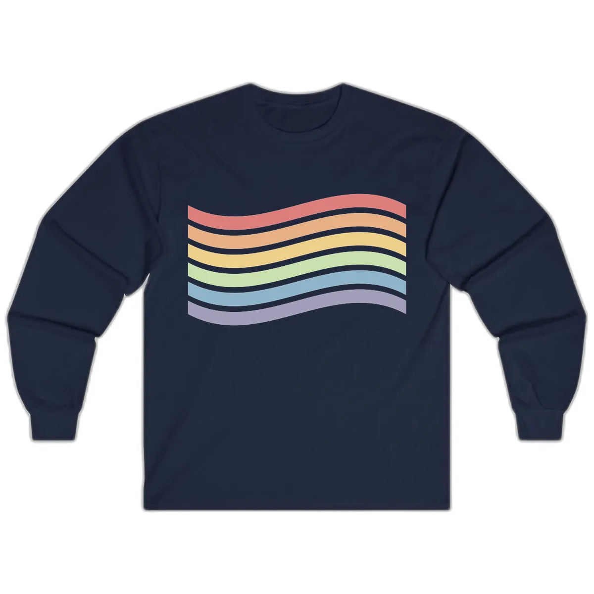Rainbow Waves Pride Long Sleeve in Navy