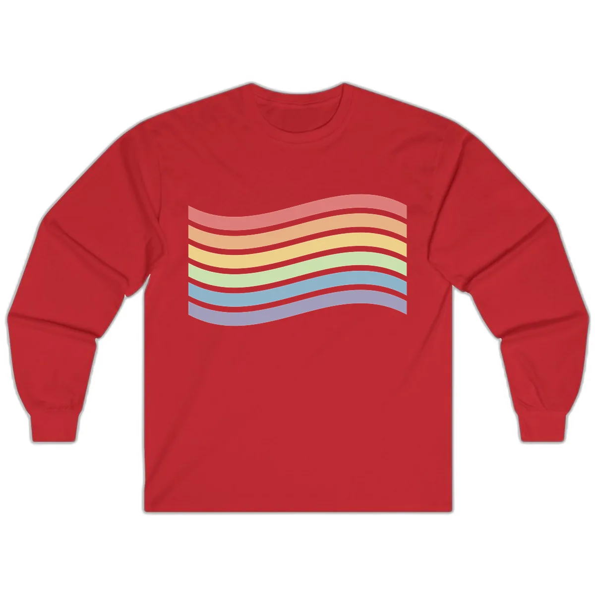 Rainbow Waves Pride Long Sleeve in Red