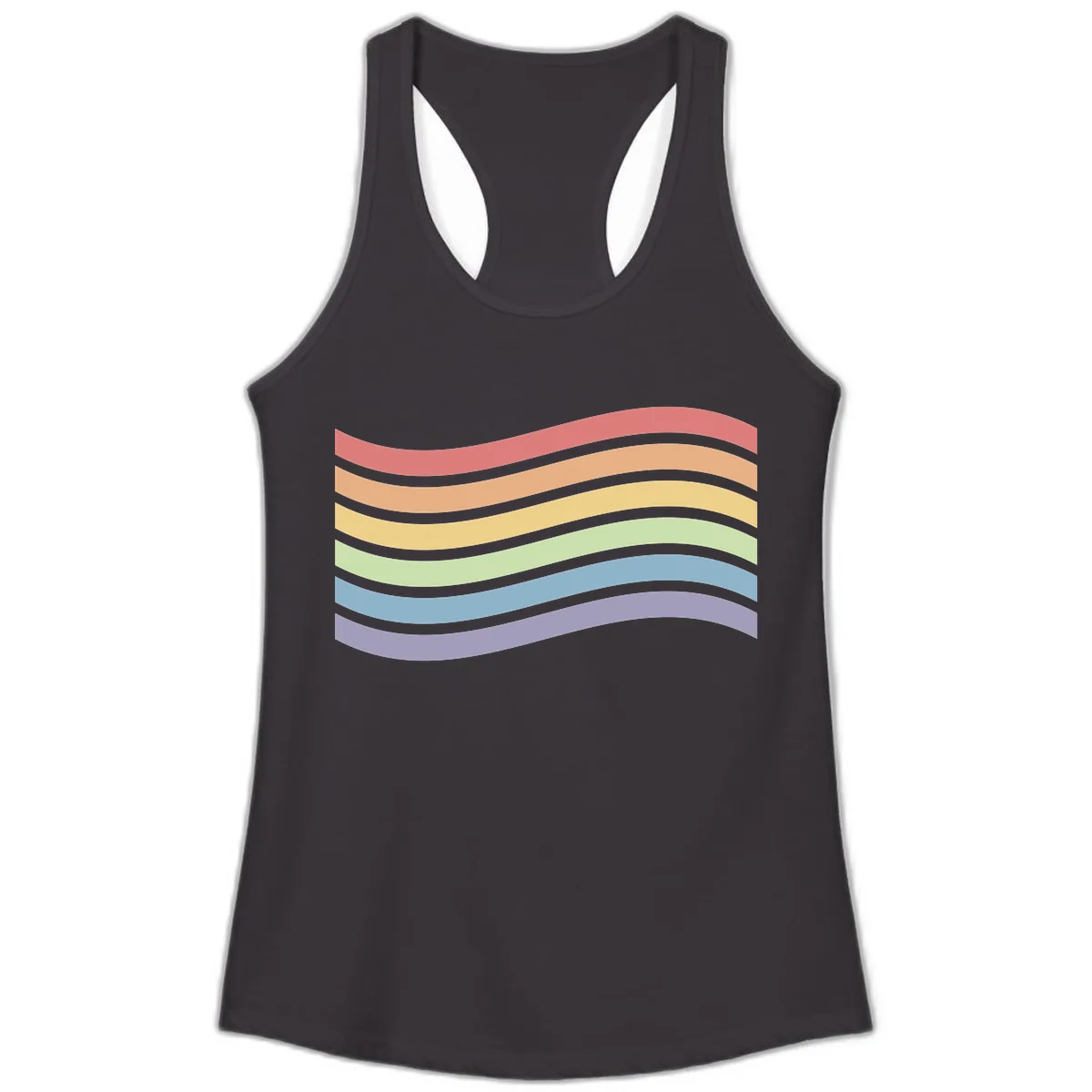 Rainbow Waves Pride Ladies Tank in Black