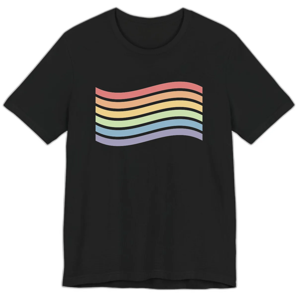 Rainbow Waves Pride Premium T-Shirt in Black