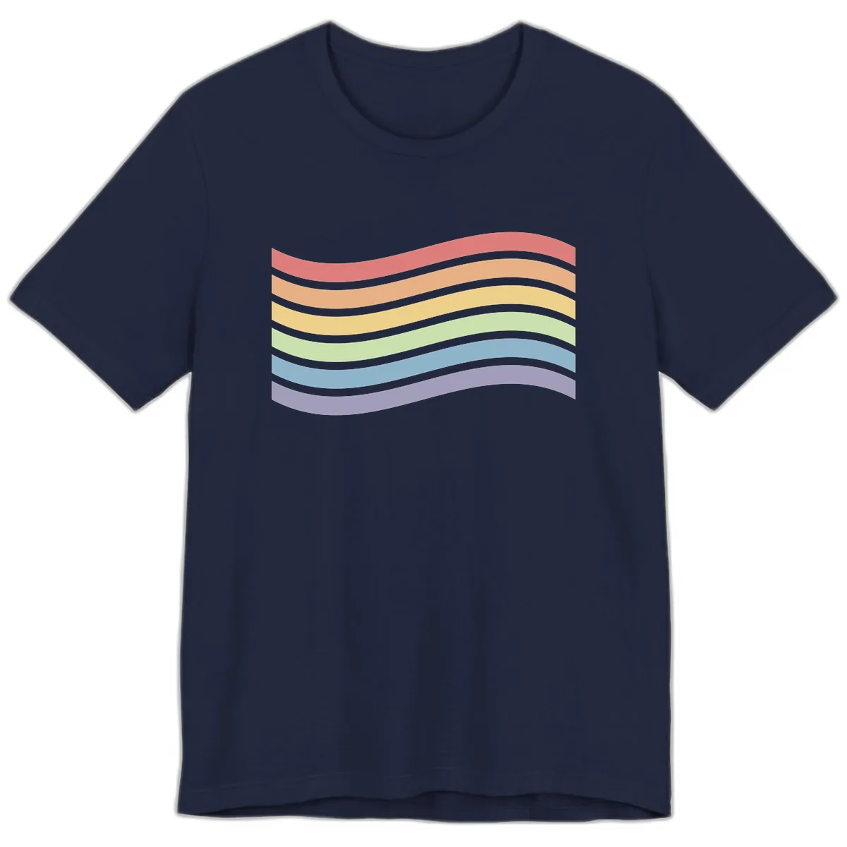 Rainbow Waves Pride Premium T-Shirt in Navy