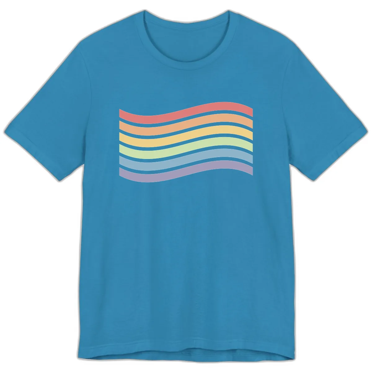 Rainbow Waves Pride Premium T-Shirt in Aqua