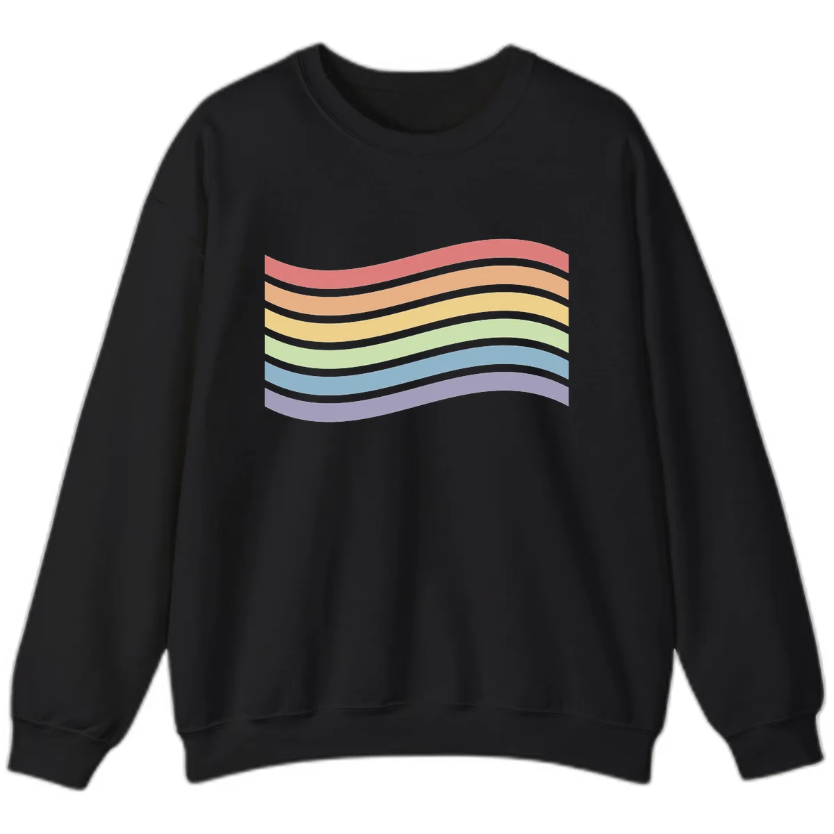 Rainbow Waves Pride Sweatshirt in Black