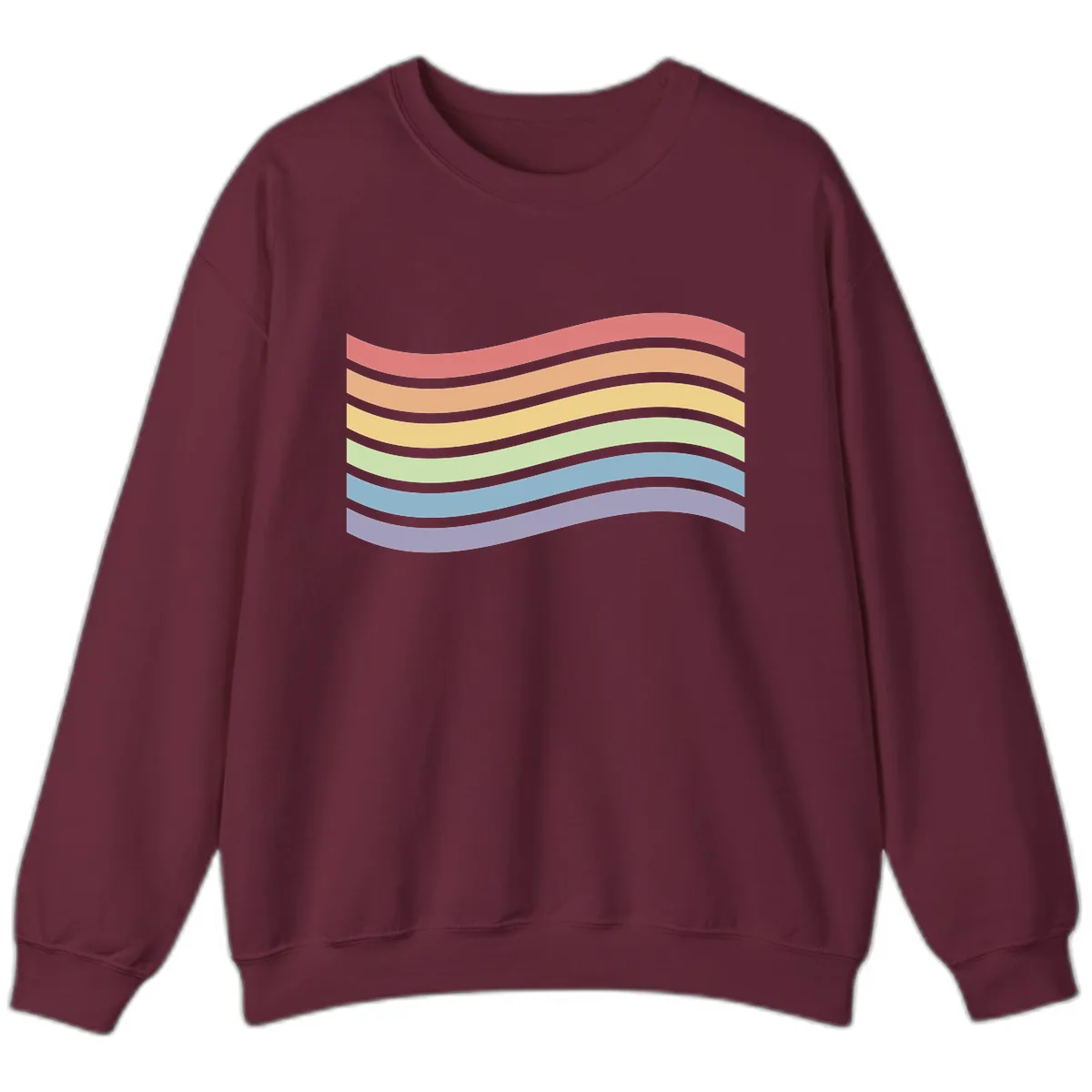 Rainbow Waves Pride Sweatshirt in Maroon