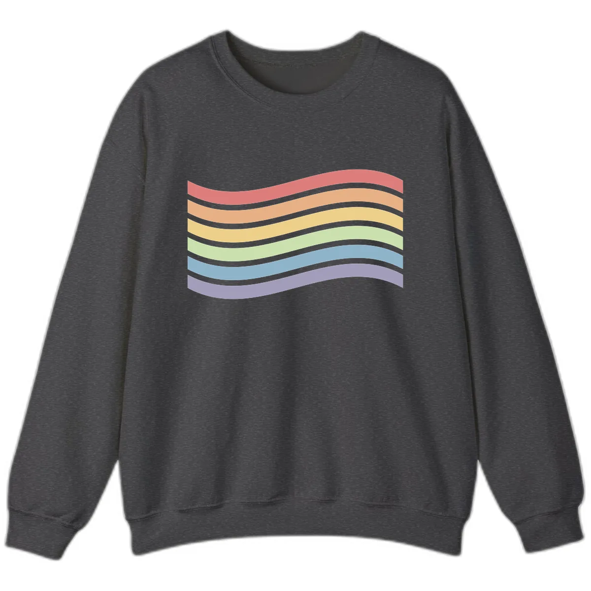 Rainbow Waves Pride Sweatshirt in Dark Heather