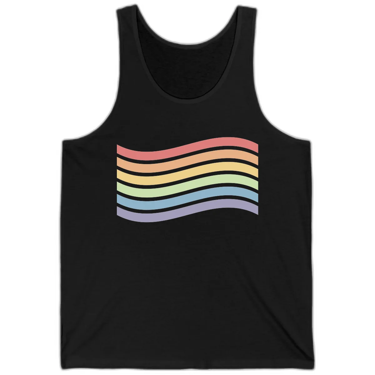 Rainbow Waves Pride Tank in Black