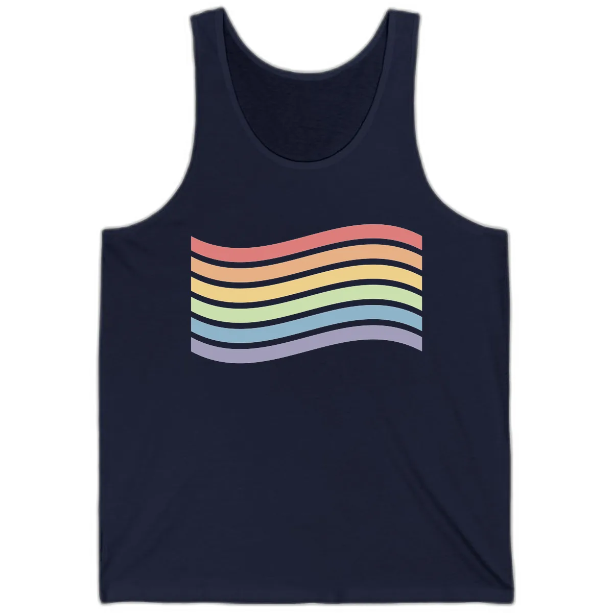 Rainbow Waves Pride Tank in Navy
