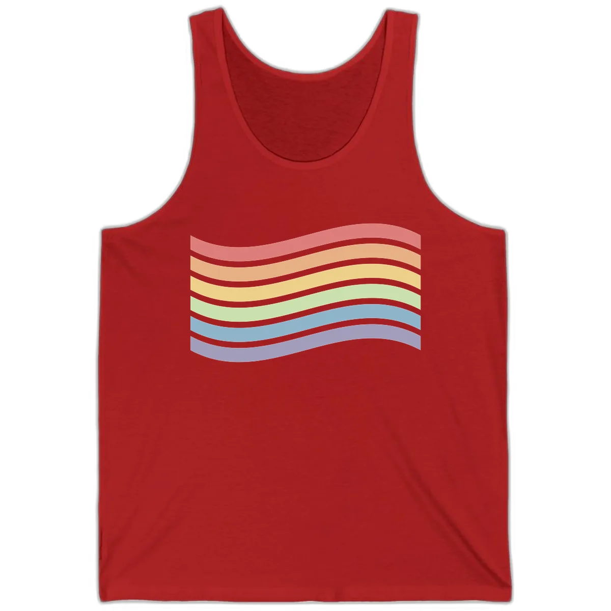 Rainbow Waves Pride Tank in Red