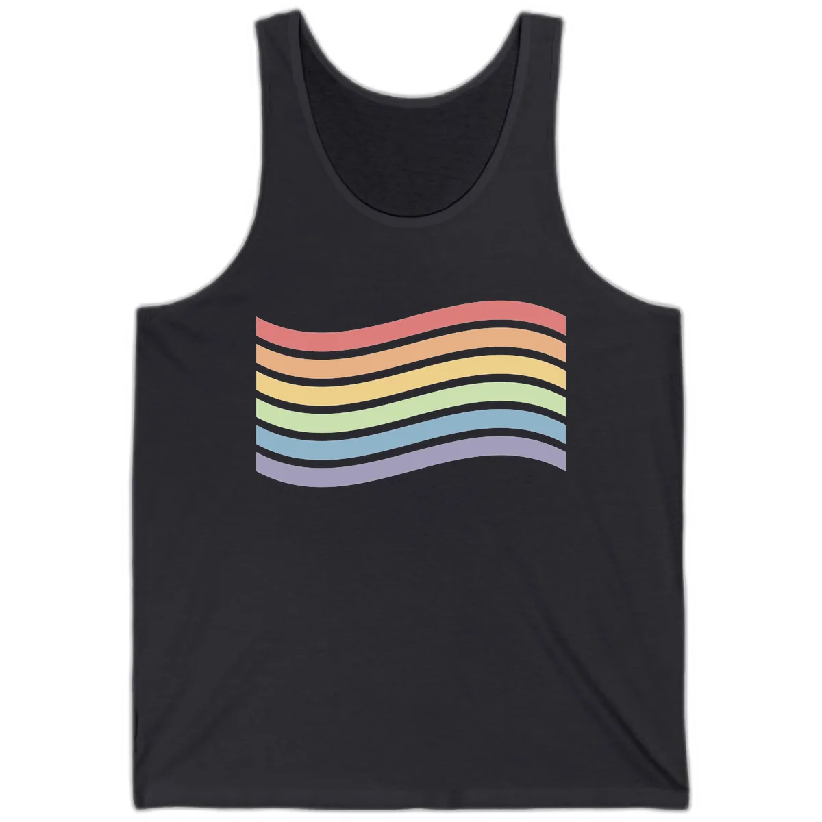 Rainbow Waves Pride Tank in Dark Grey