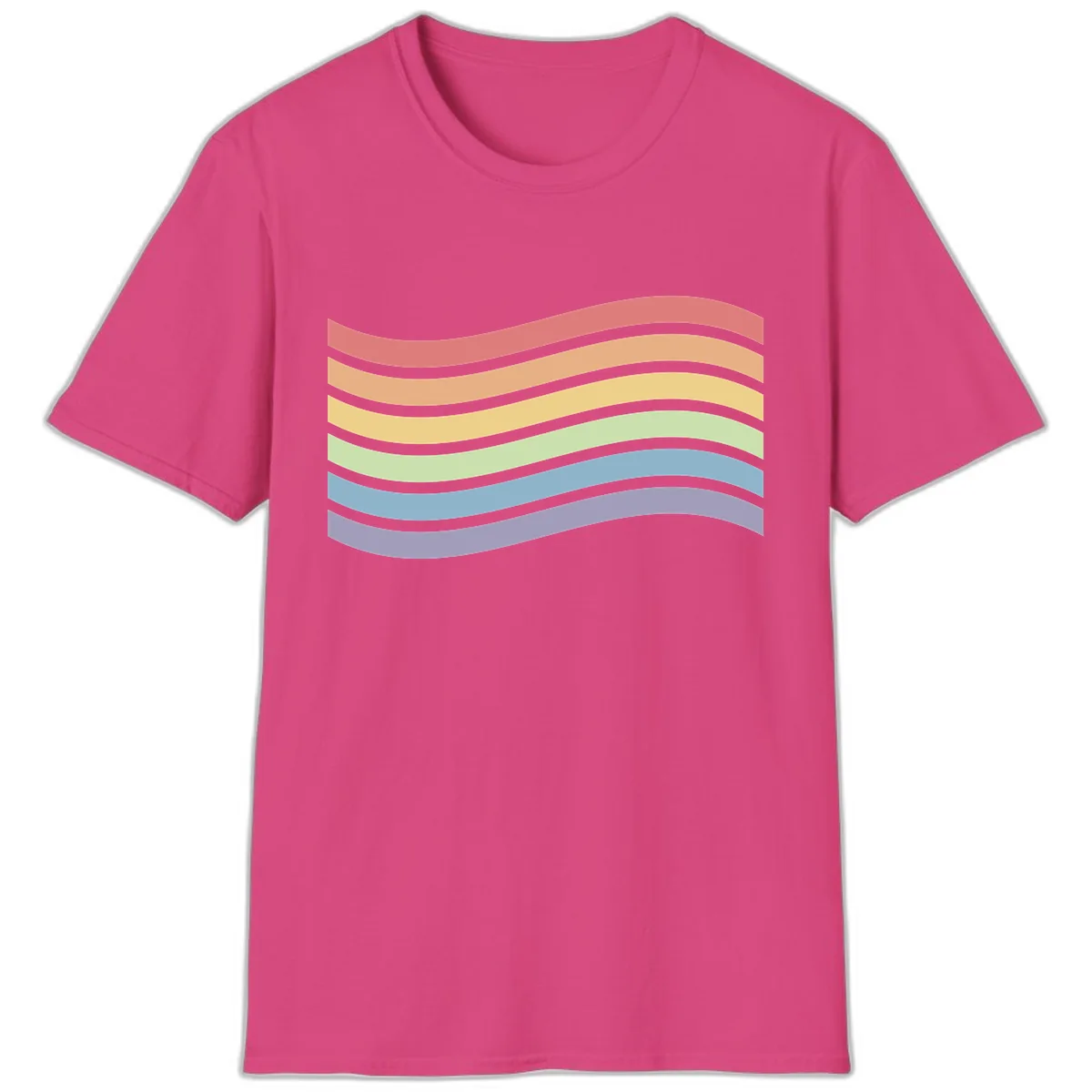 Rainbow Waves Pride T-Shirt in Heliconia