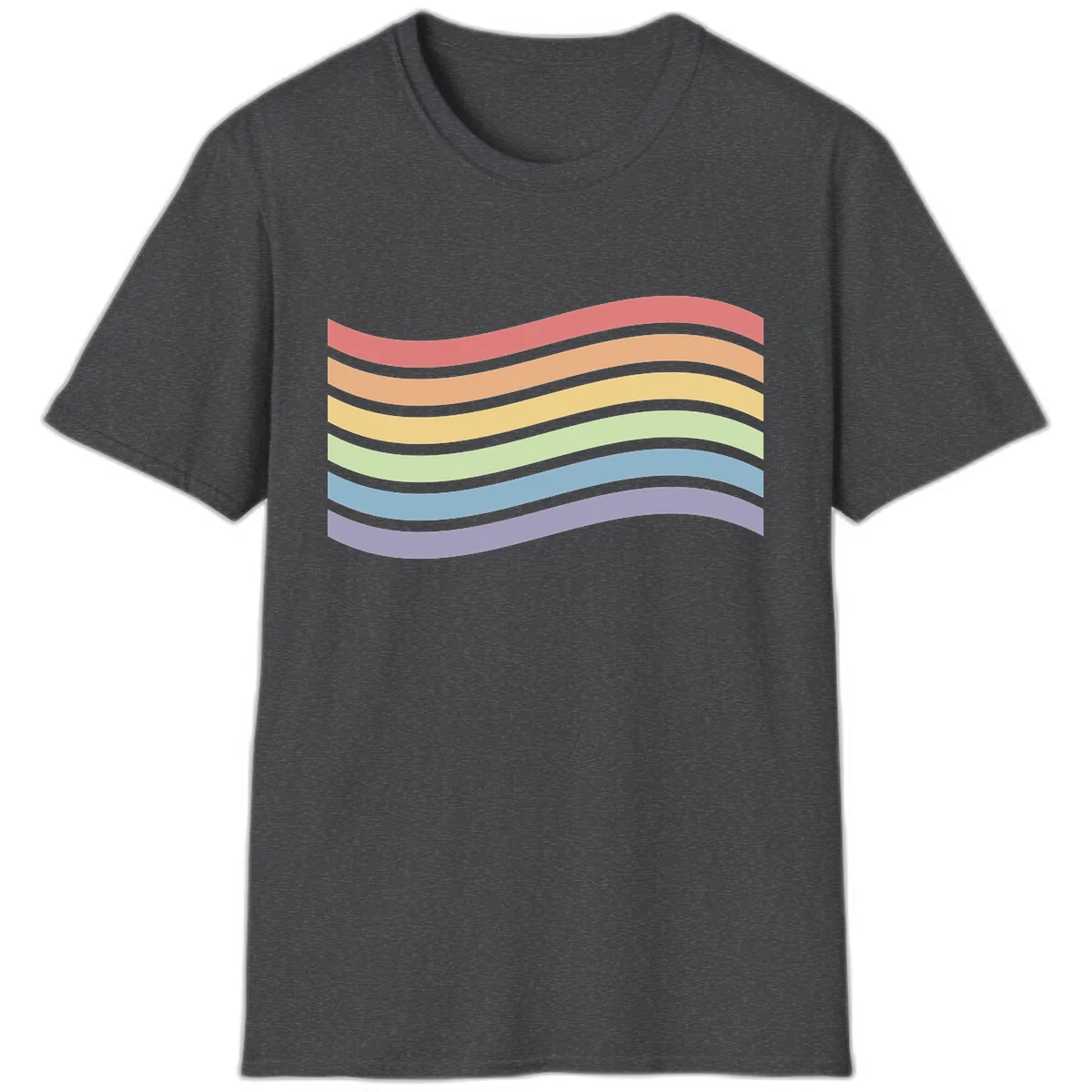 Rainbow Waves Pride T-Shirt in Dark Heather