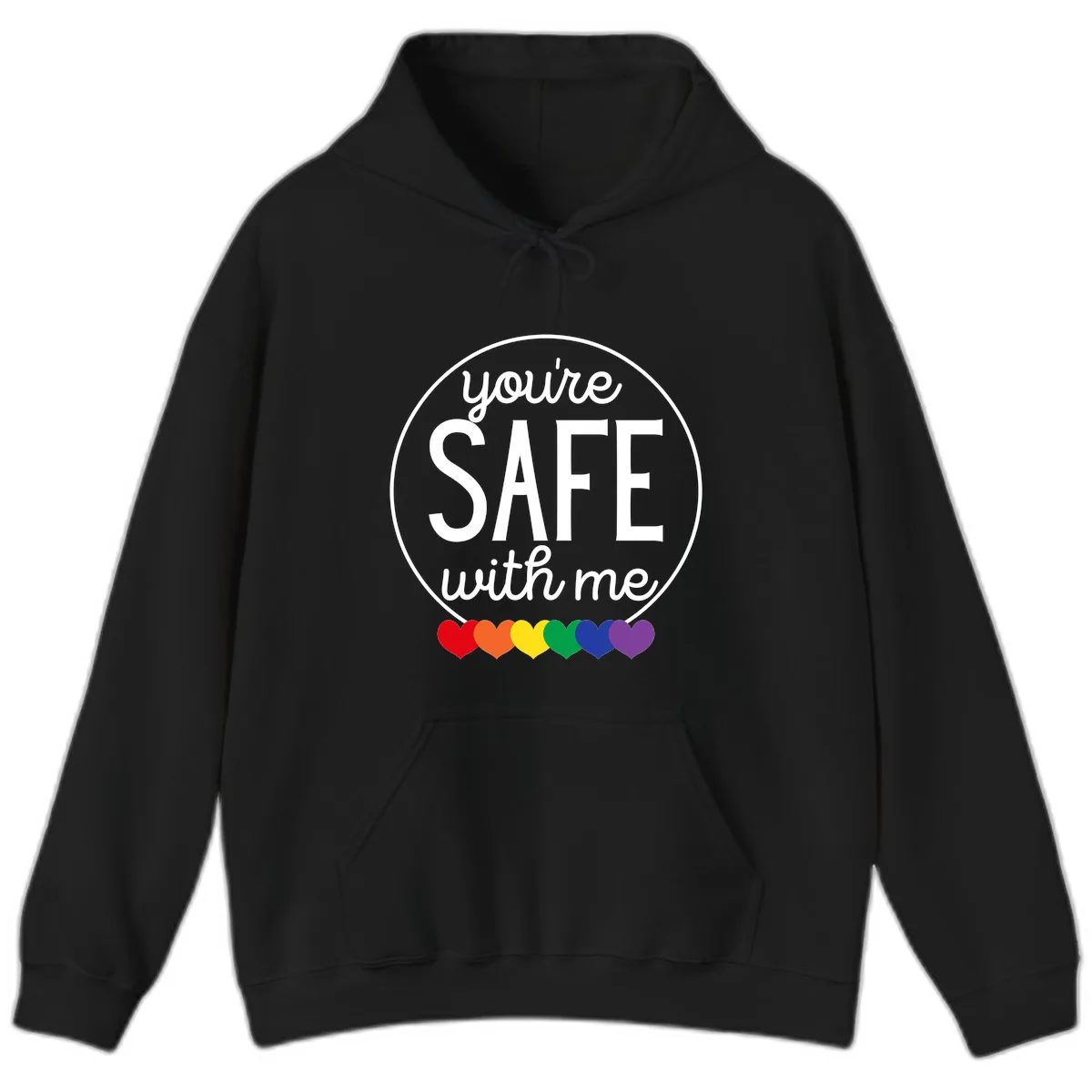 You're Safe With Me Pride Hoodie in Black