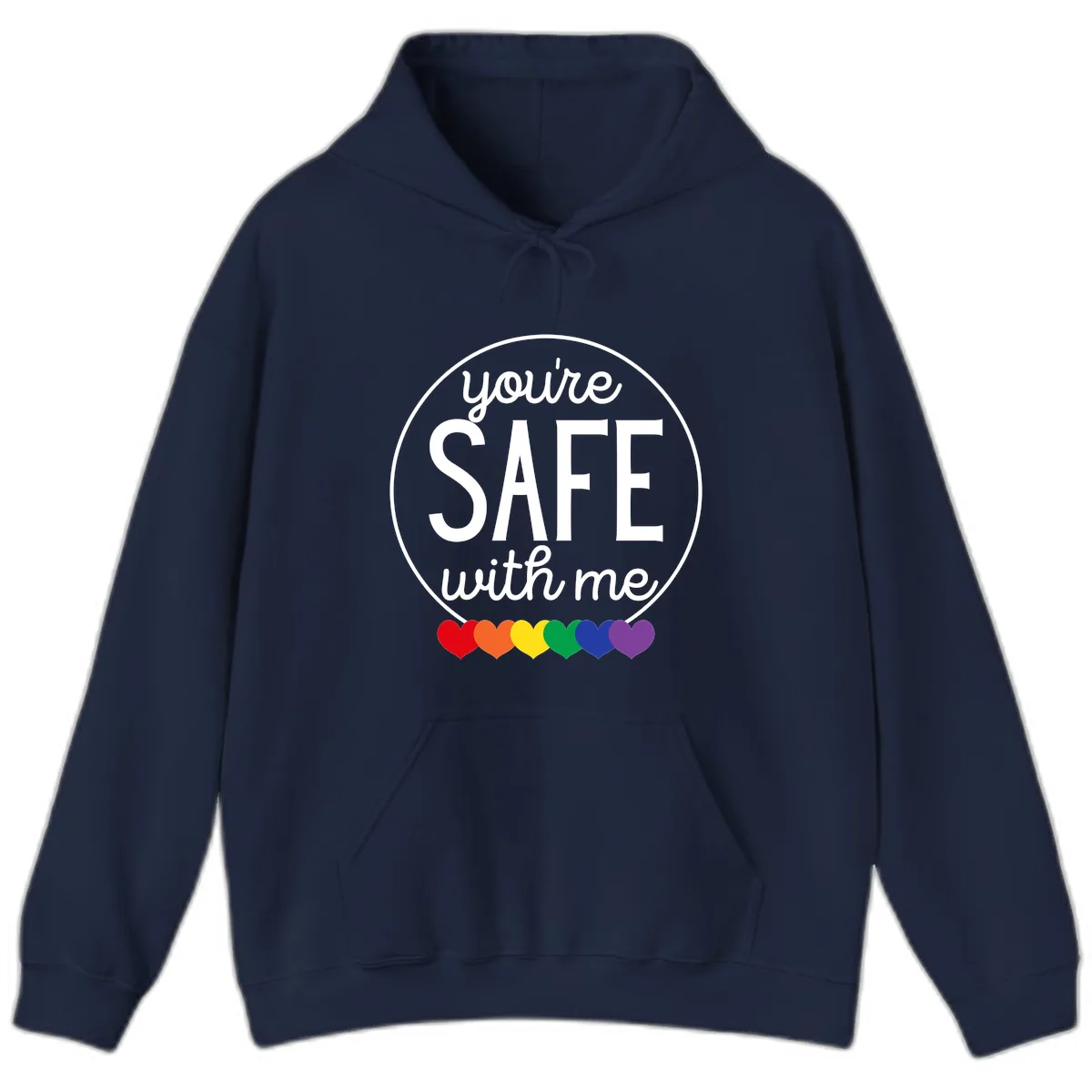 You're Safe With Me Pride Hoodie in Navy