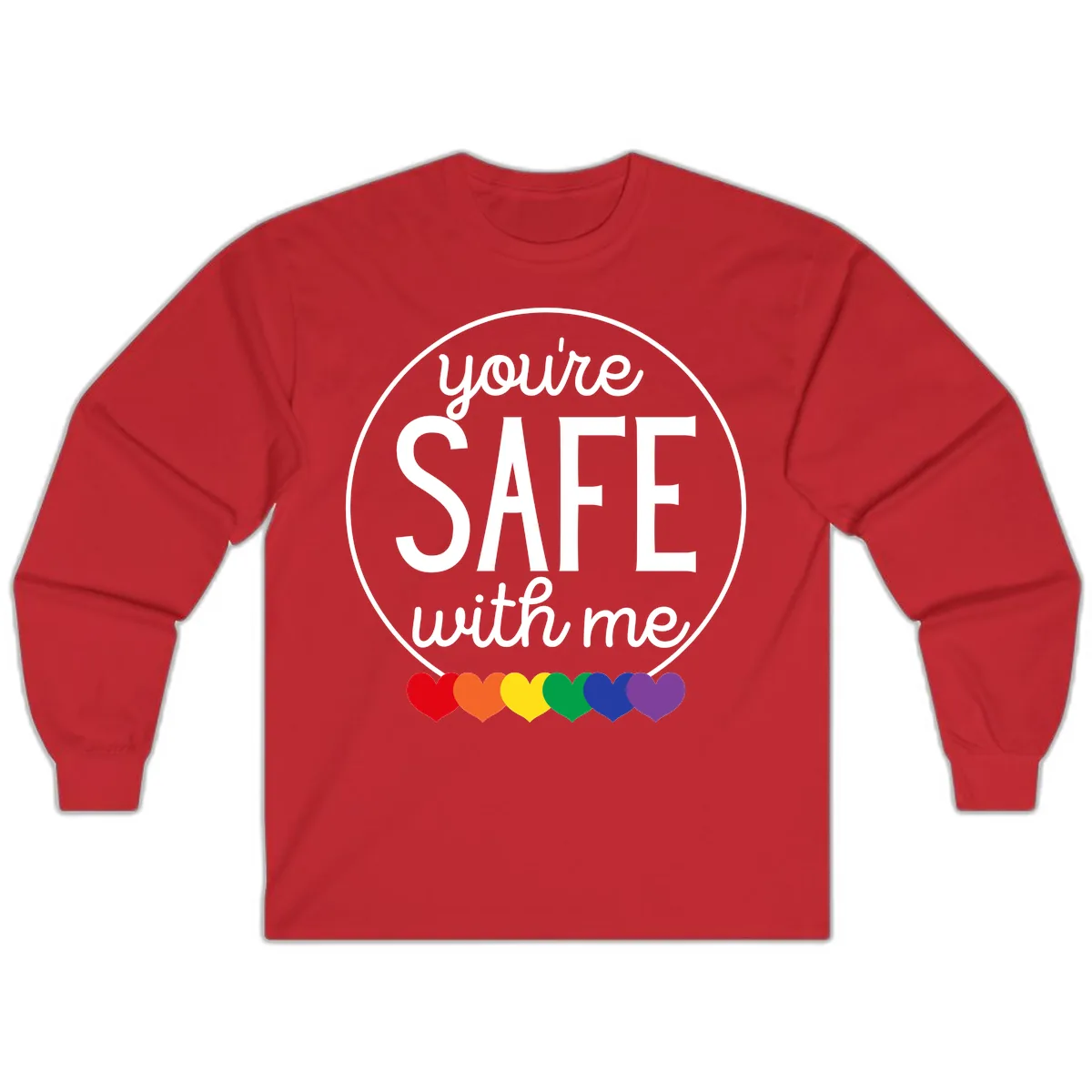 You're Safe With Me Pride Long Sleeve in Red