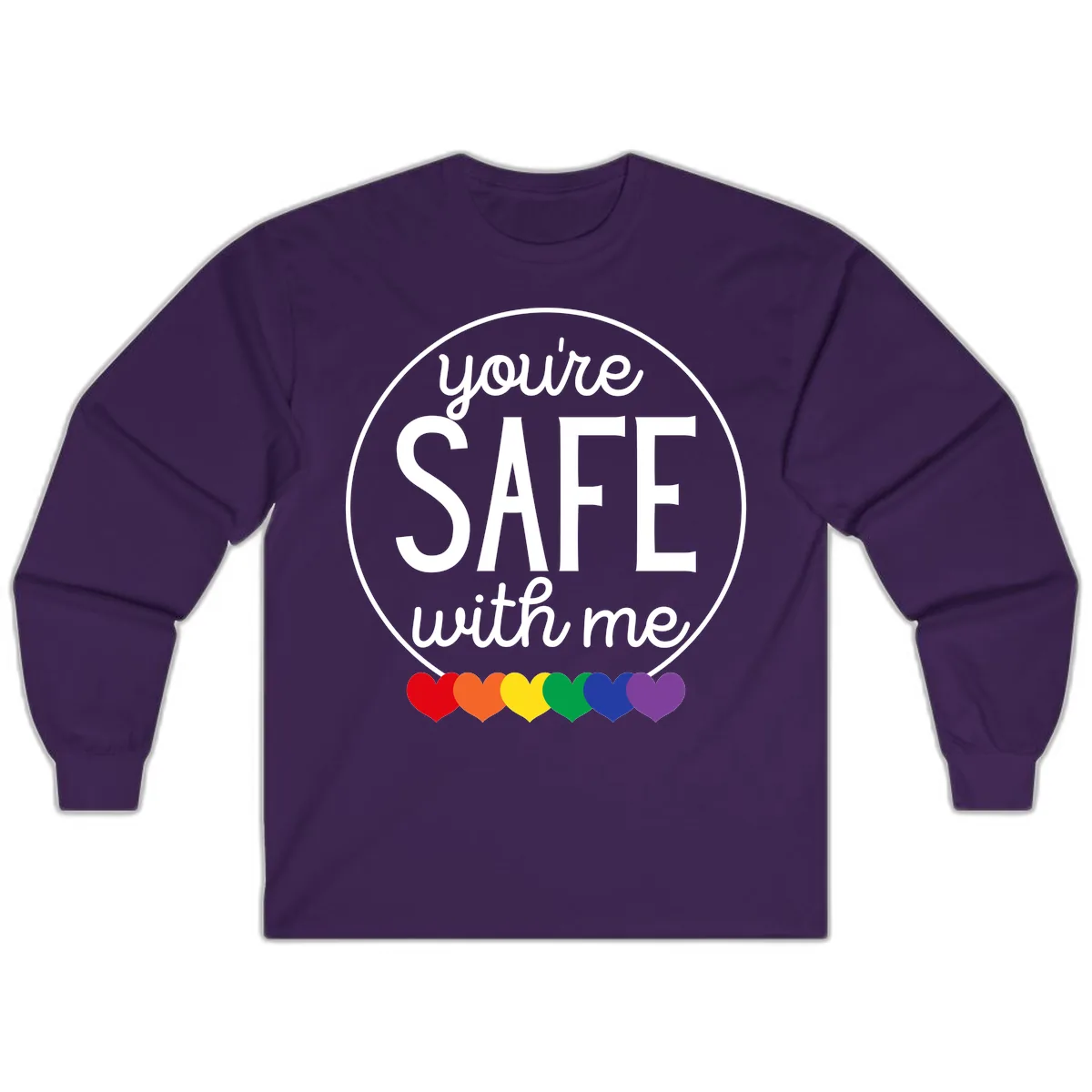 You're Safe With Me Pride Long Sleeve in Purple