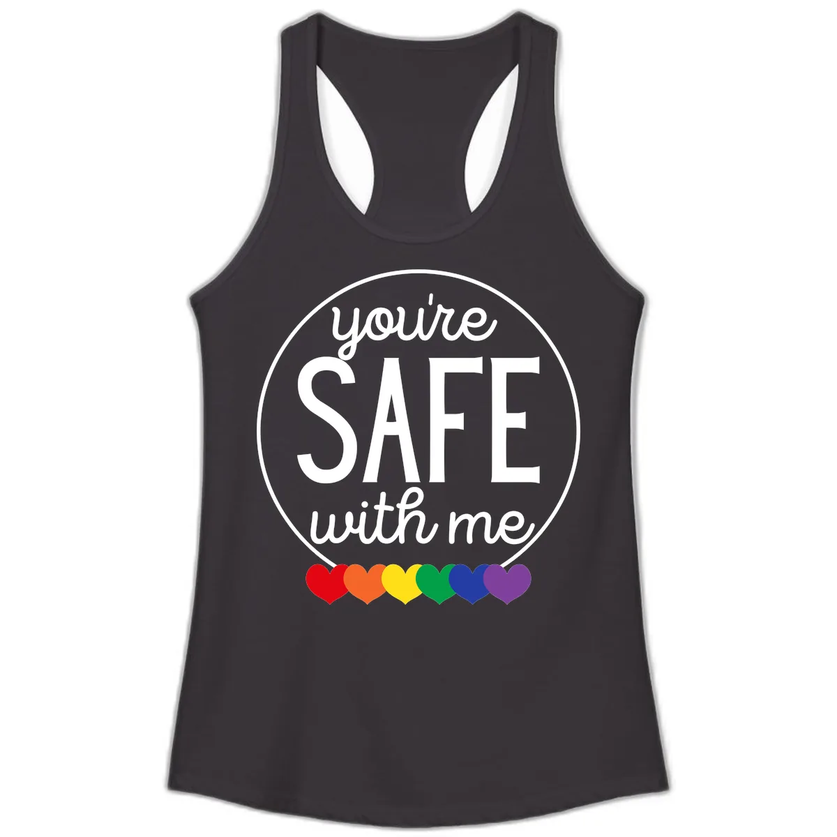 You're Safe With Me Pride Ladies Tank in Black