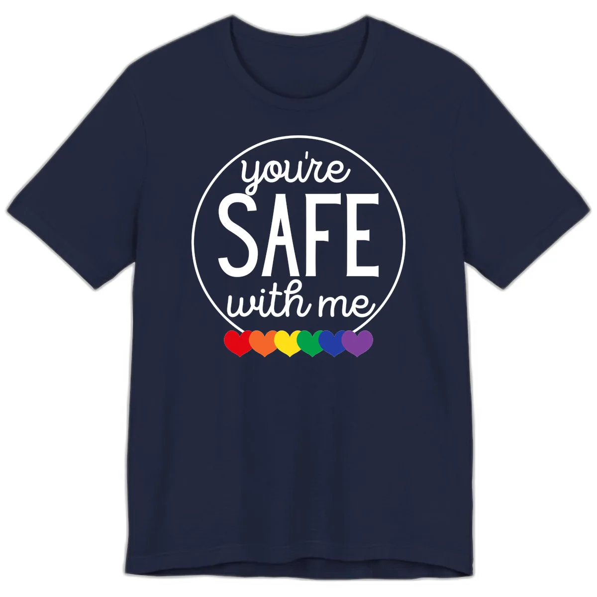 You're Safe With Me Pride Premium T-Shirt in Navy