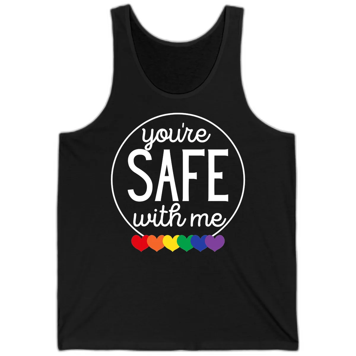 You're Safe With Me Pride Tank in Black