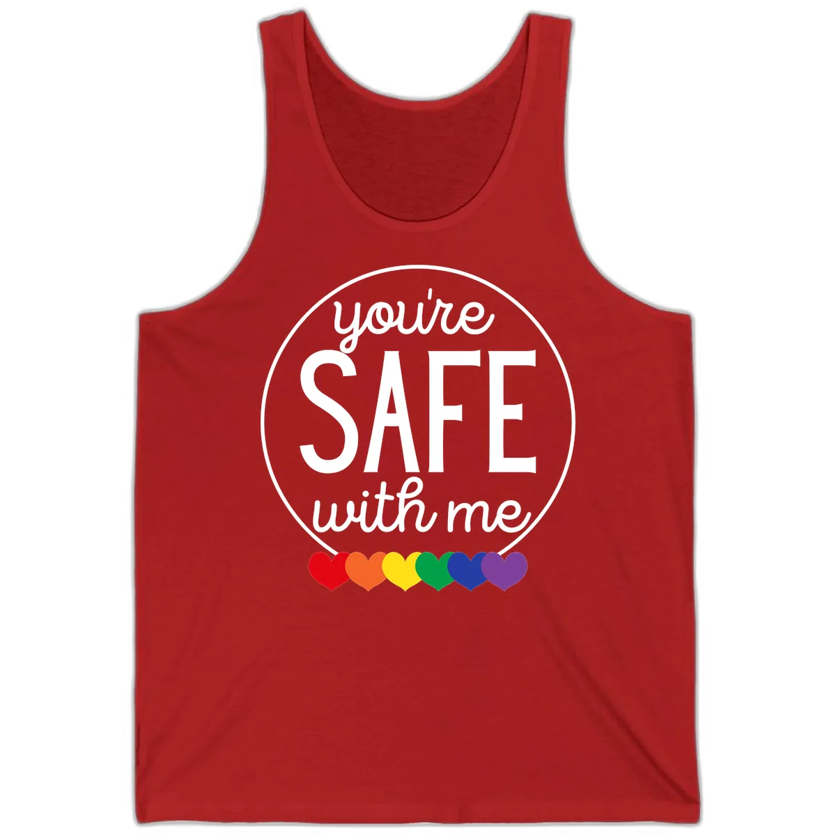 You're Safe With Me Pride Tank in Red