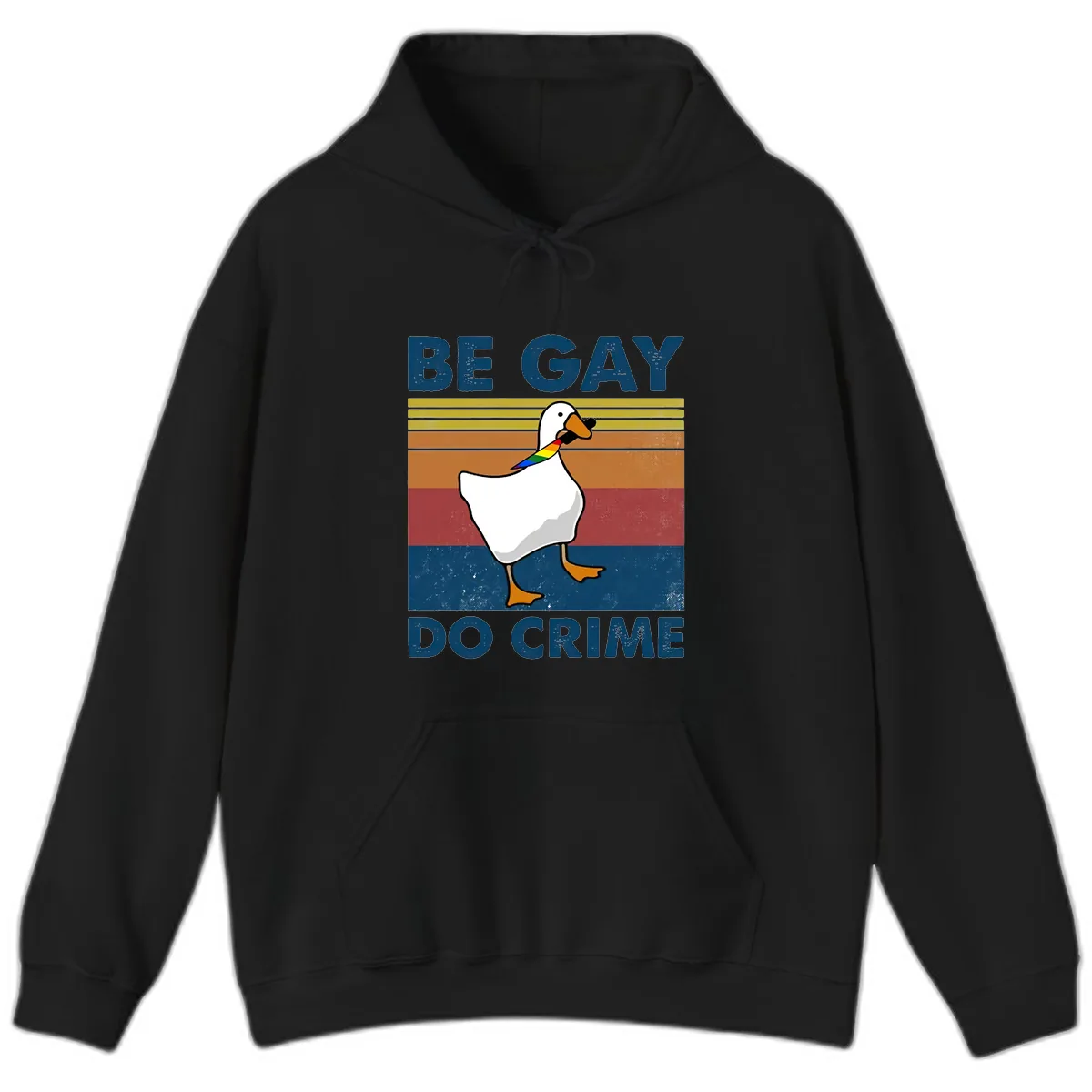 Be Gay Do Crime Duck Pride Hoodie in Black