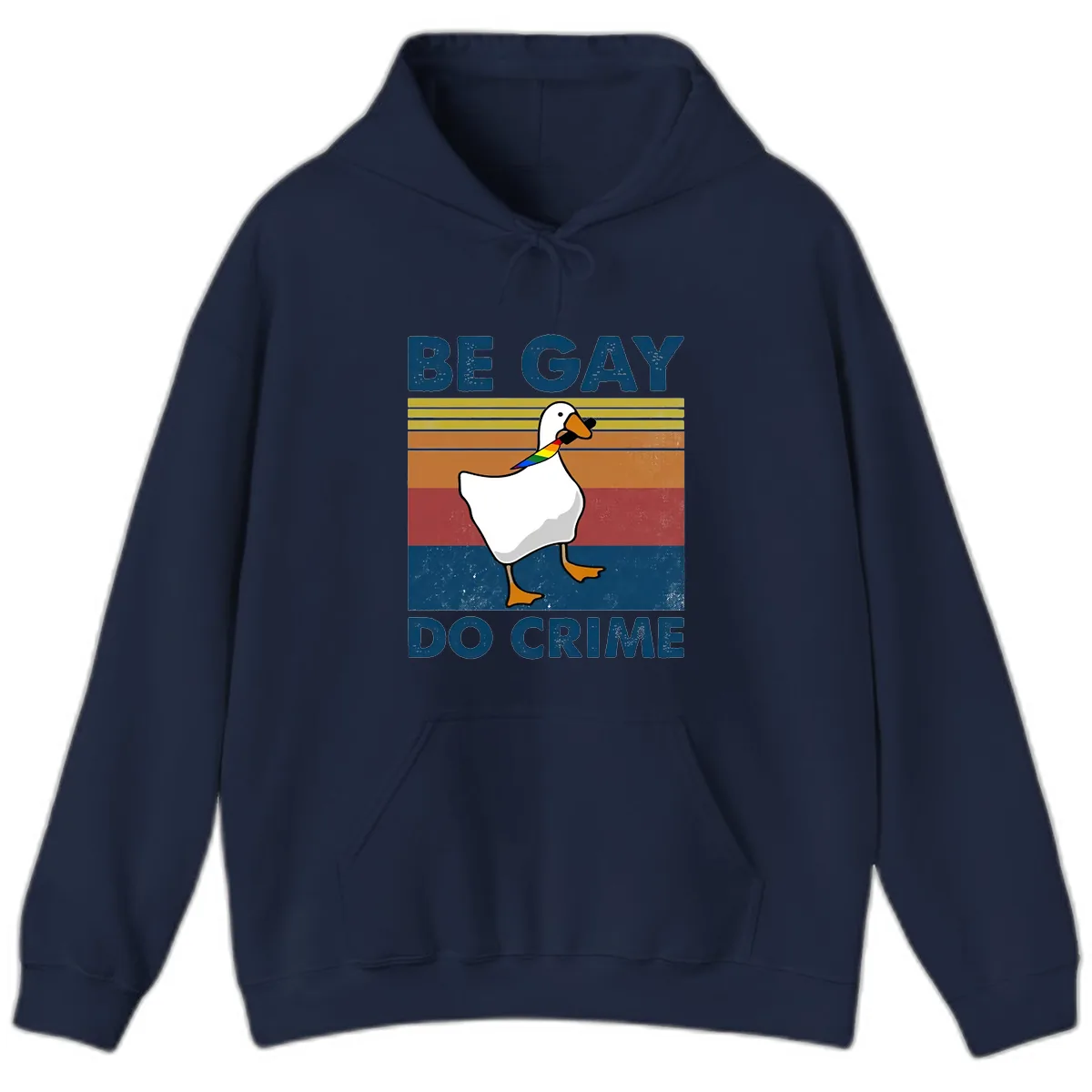 Be Gay Do Crime Duck Pride Hoodie in Navy