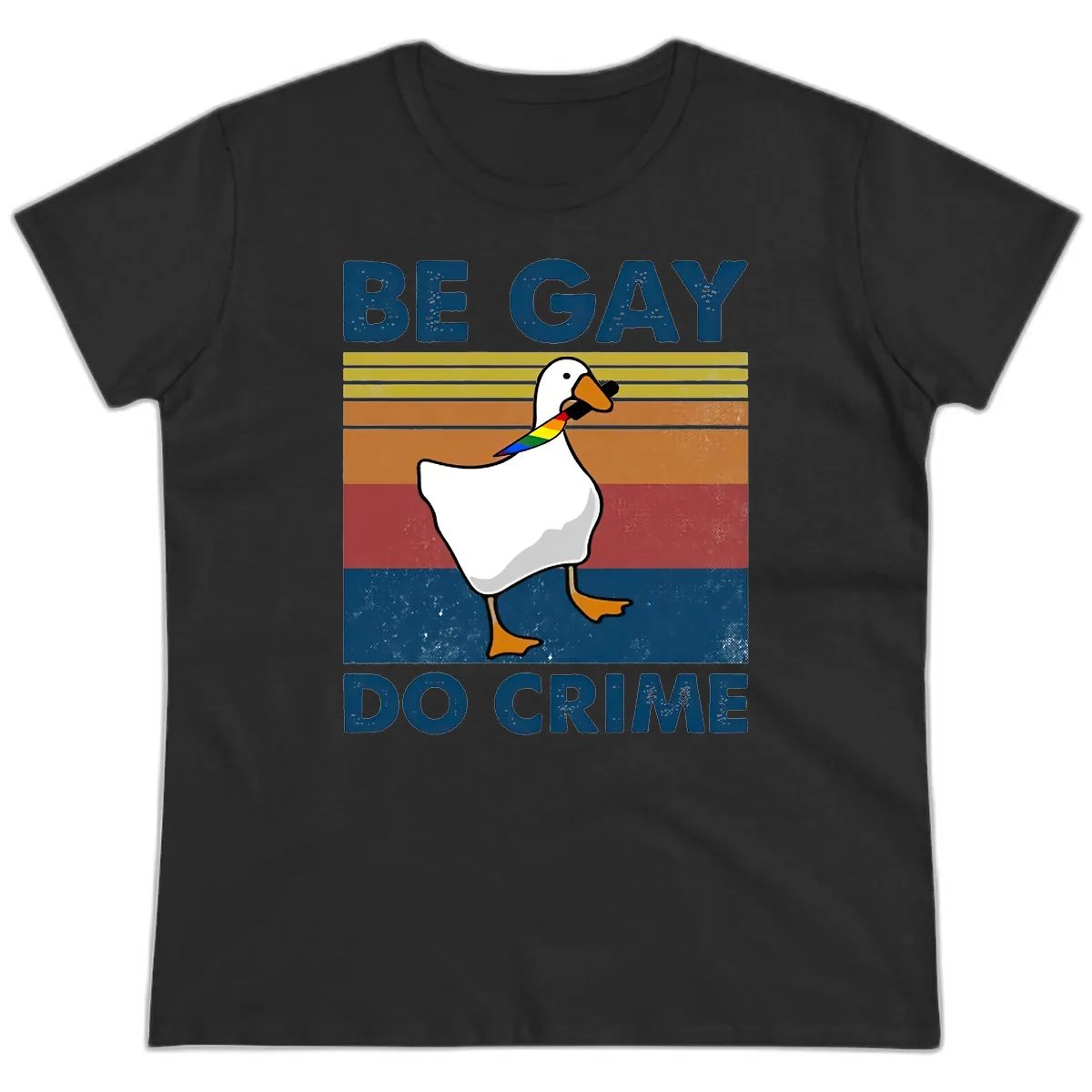 Be Gay Do Crime Duck Pride Ladies Tee in Black