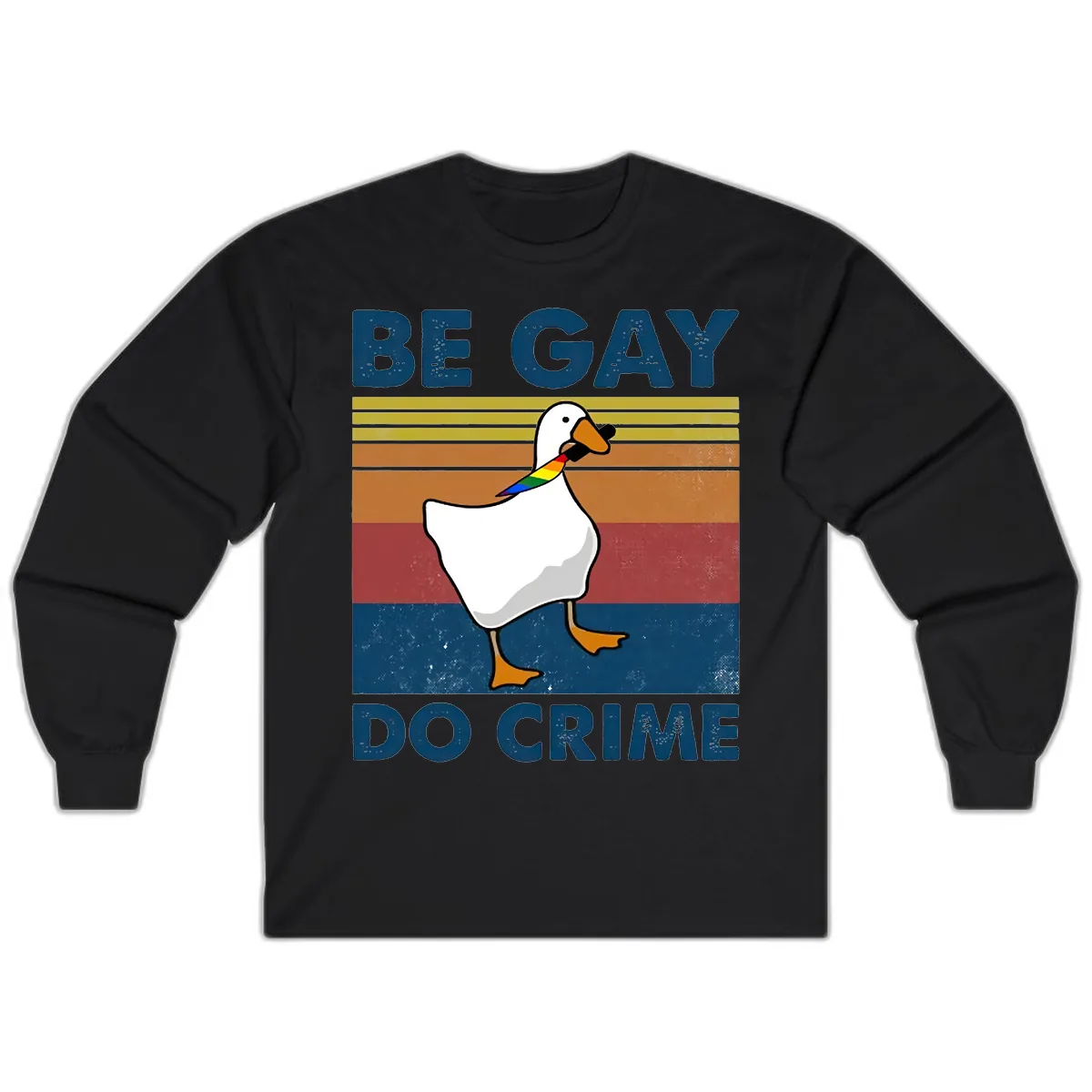 Be Gay Do Crime Duck Pride Long Sleeve in Black