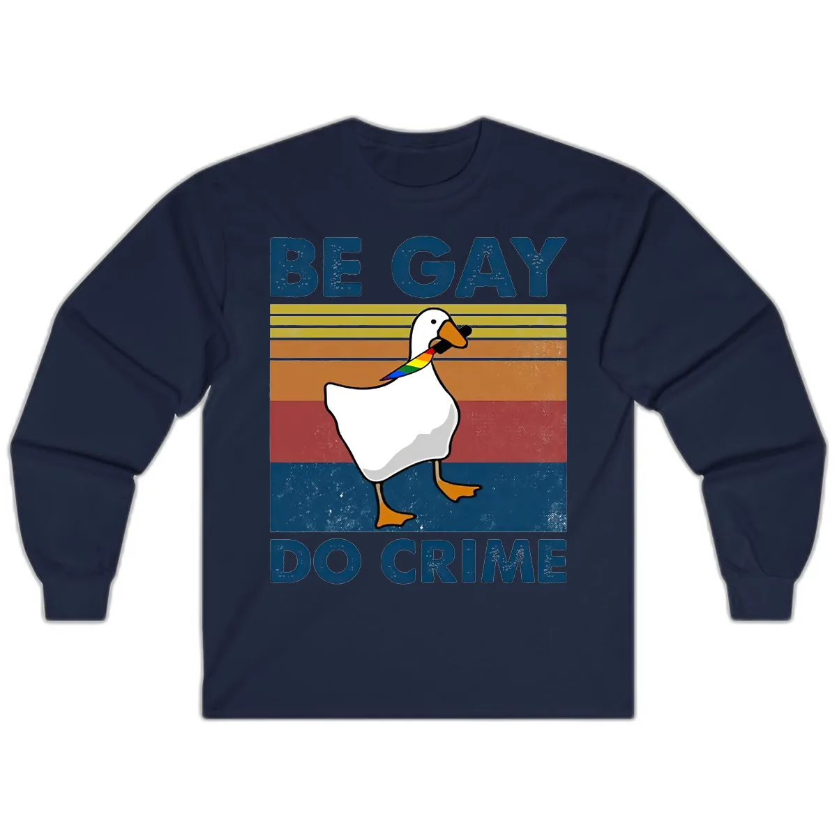 Be Gay Do Crime Duck Pride Long Sleeve in Navy