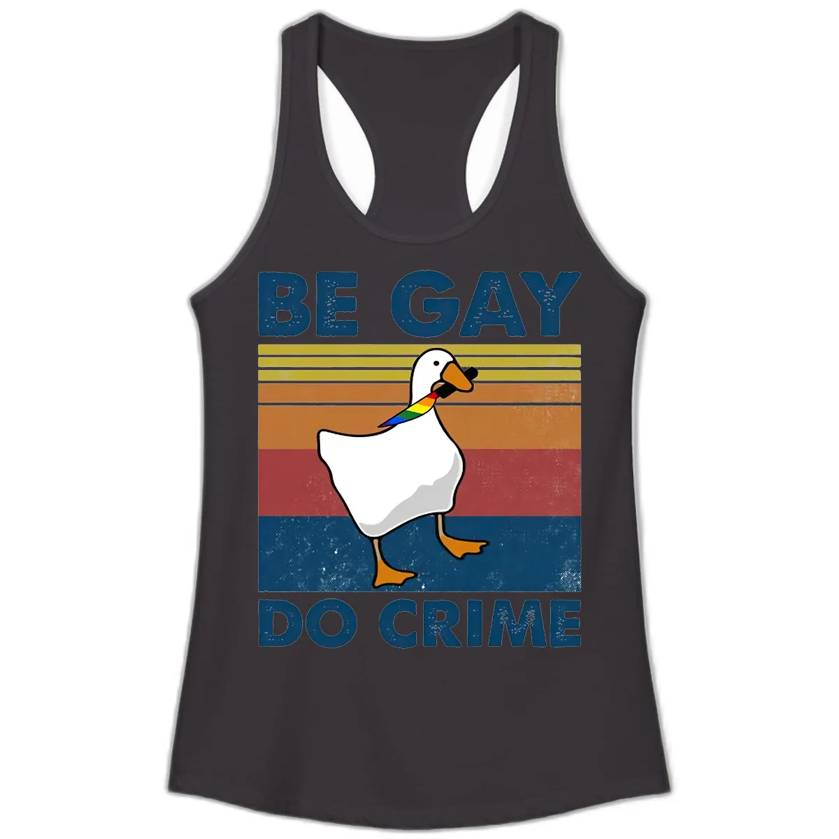 Be Gay Do Crime Duck Pride Ladies Tank in Black